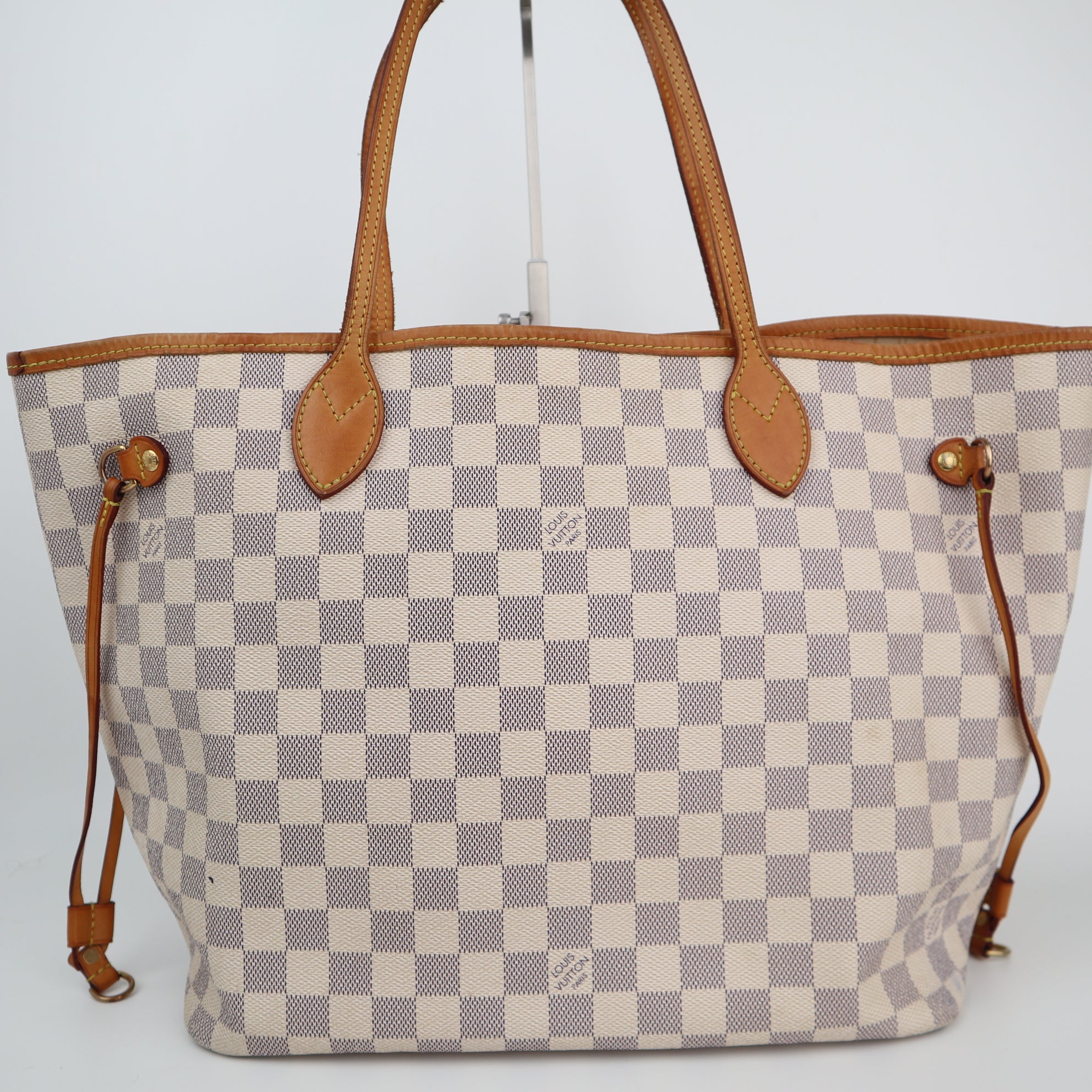 Louis Vuitton Damier Azur Neverfull MM Tote Bag C1821 | Pre-Owned Very Good Brown Damier Azur Canvas