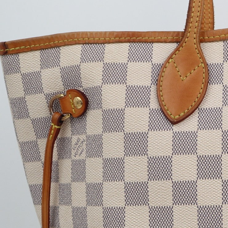 Louis Vuitton Damier Azur Neverfull MM Tote Bag C1821 | Pre-Owned Very Good Brown Damier Azur Canvas