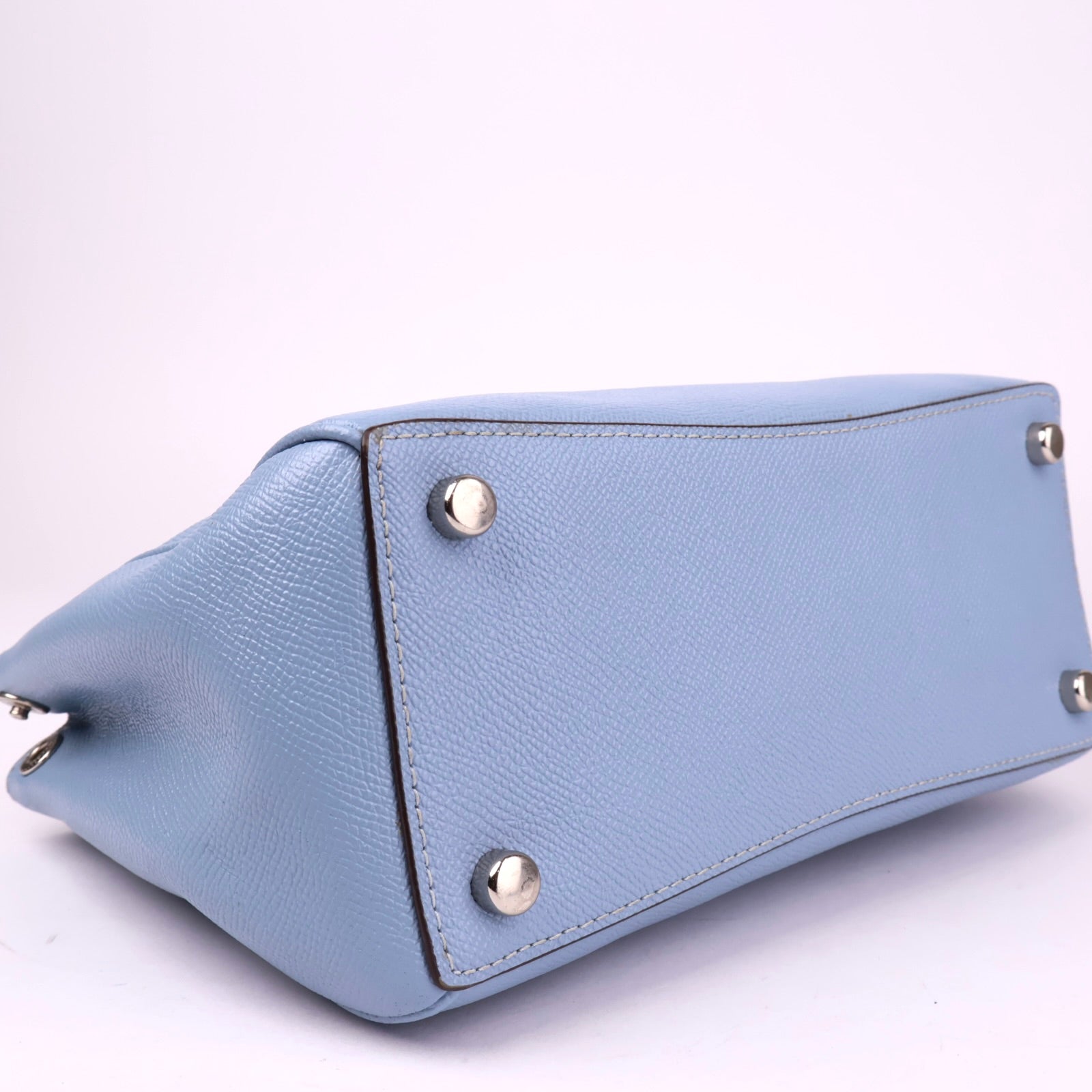 J3518 Coach Blue Leather Mini Surrey Carryall Tote- Pre Owned