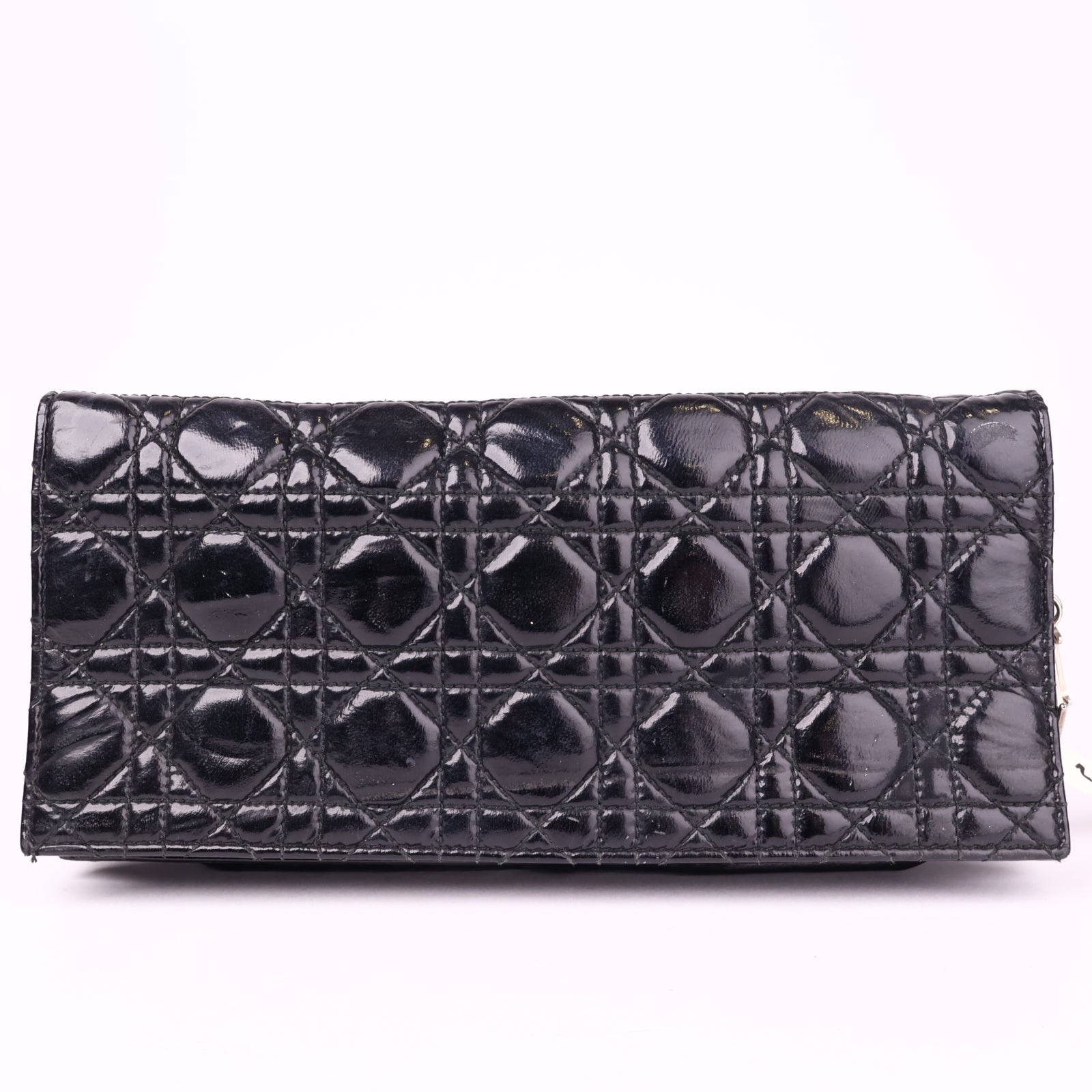 J3532 Christian Dior Black Cannage Quilted Patent Leather- Pre Owned