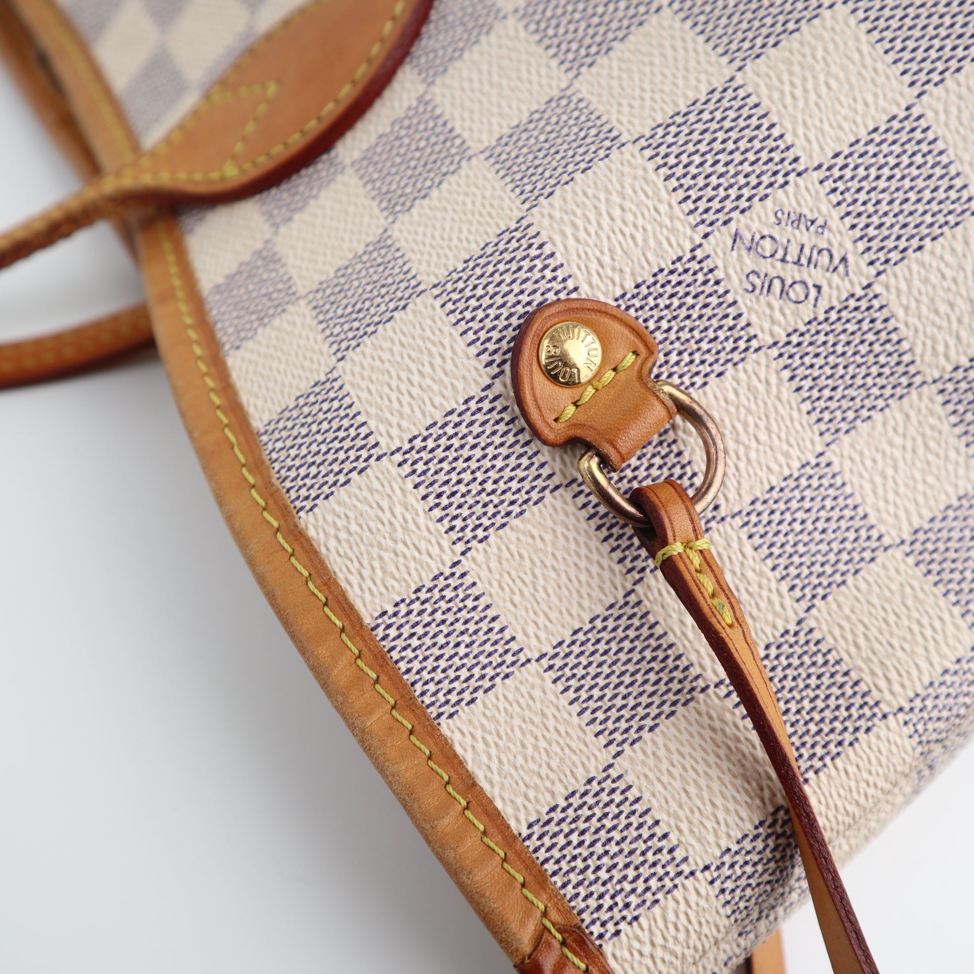Louis Vuitton Damier Azur Neverfull MM Tote Bag C1821 | Pre-Owned Very Good Brown Damier Azur Canvas