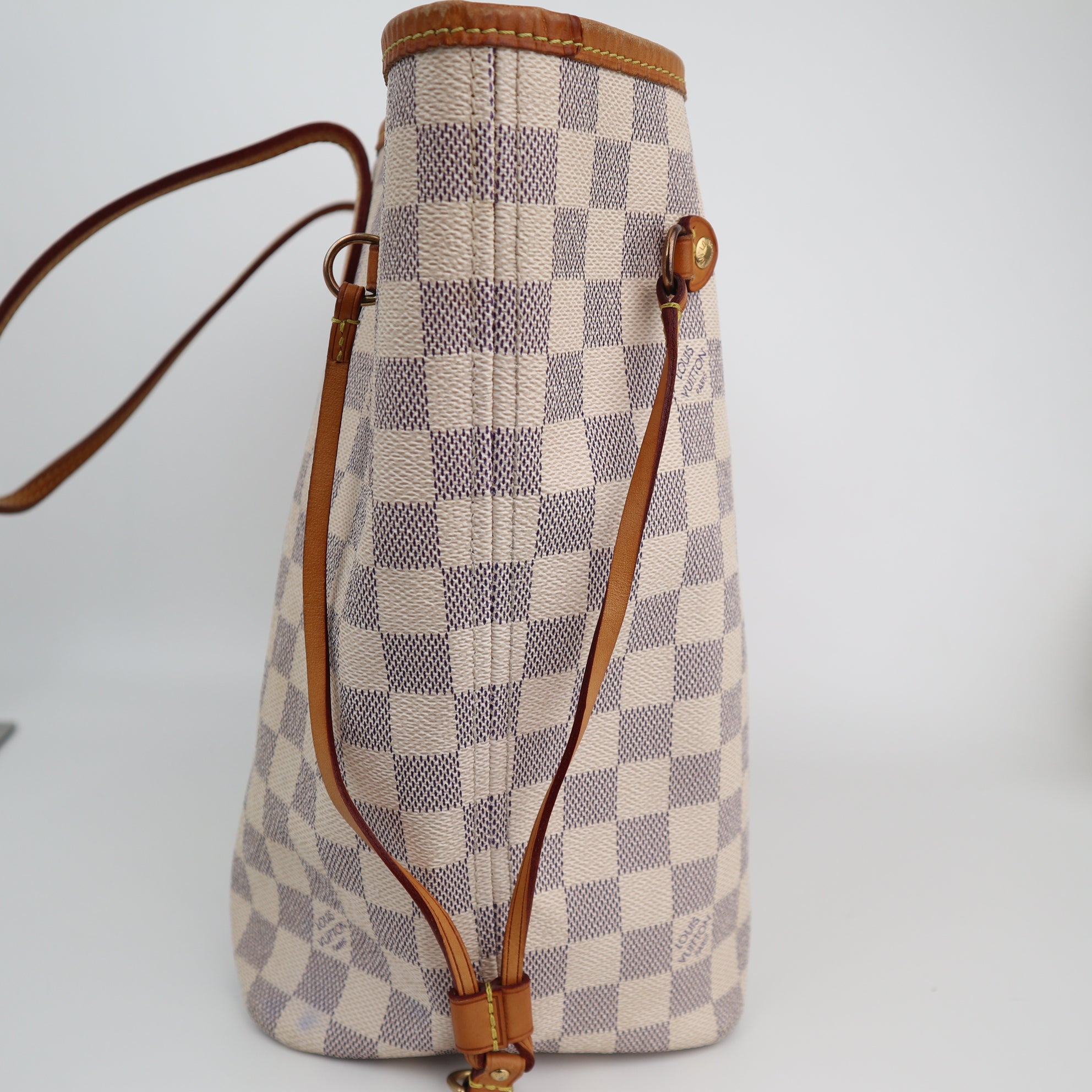 Louis Vuitton Damier Azur Neverfull MM Tote Bag C1821 | Pre-Owned Very Good Brown Damier Azur Canvas