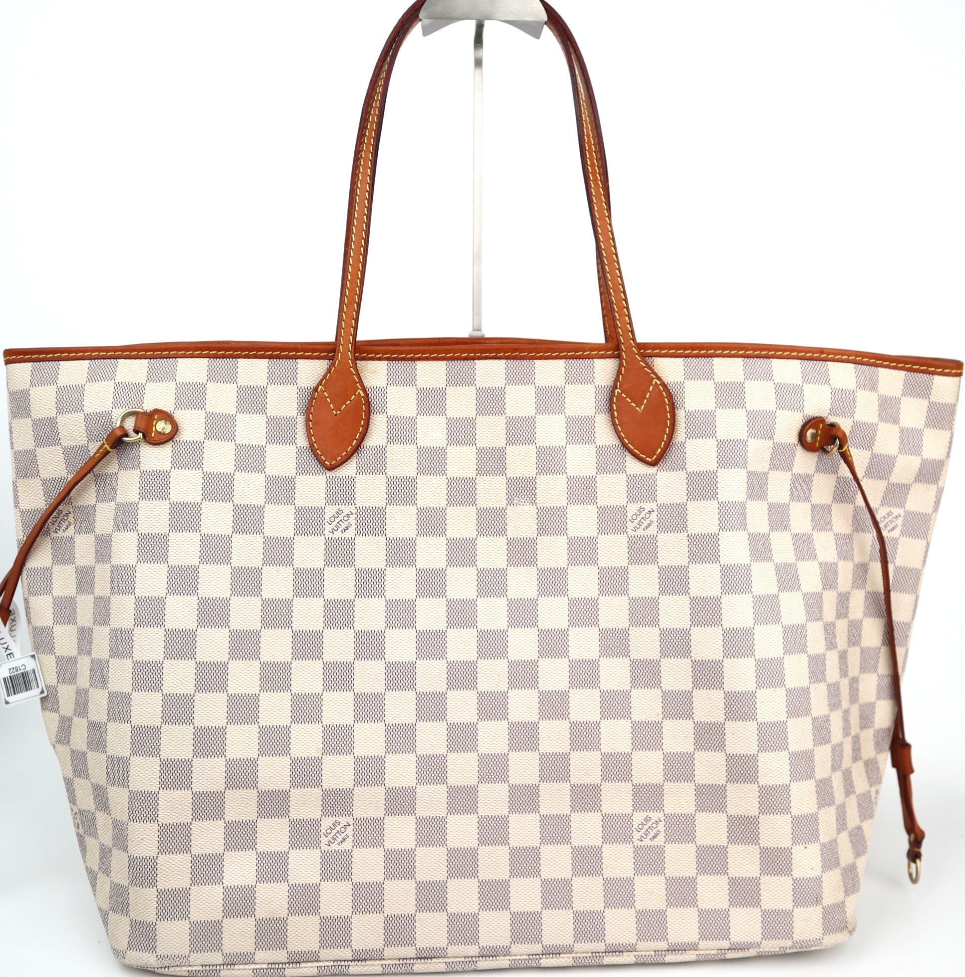 Louis Vuitton Damier Azur Neverfull GM Tote Bag C1822 | Pre-Owned Very Good Brown Damier Azur Canvas