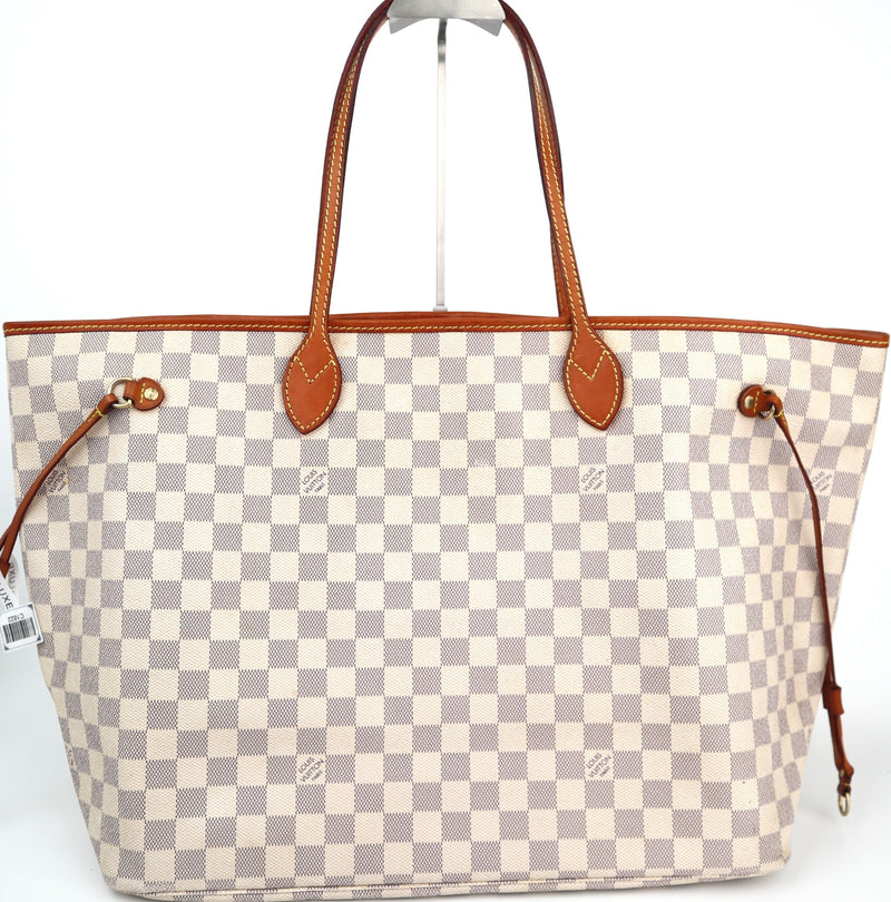 Louis Vuitton Damier Azur Neverfull GM Tote Bag C1822 | Pre-Owned Very Good Brown Damier Azur Canvas