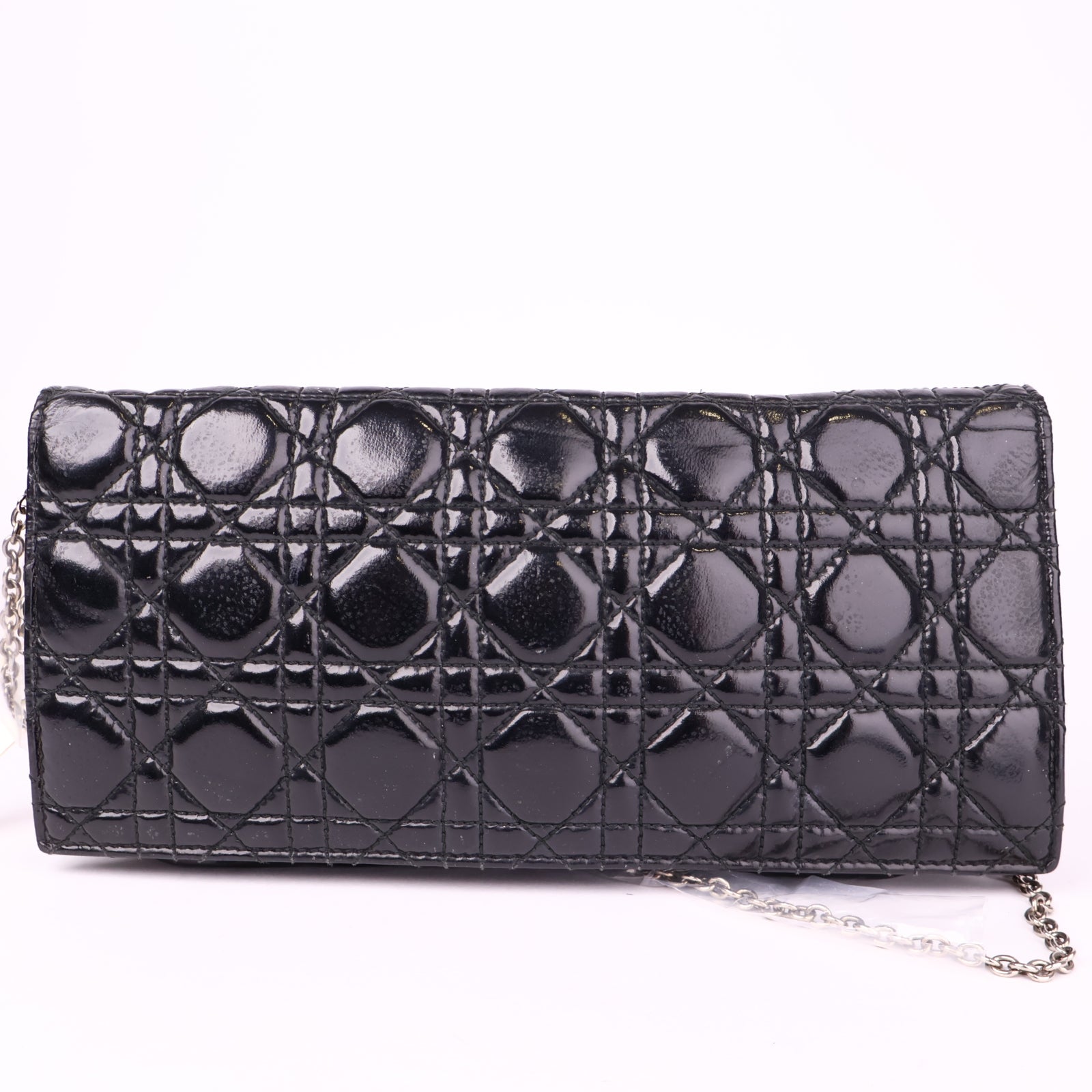 J3532 Christian Dior Black Cannage Quilted Patent Leather- Pre Owned