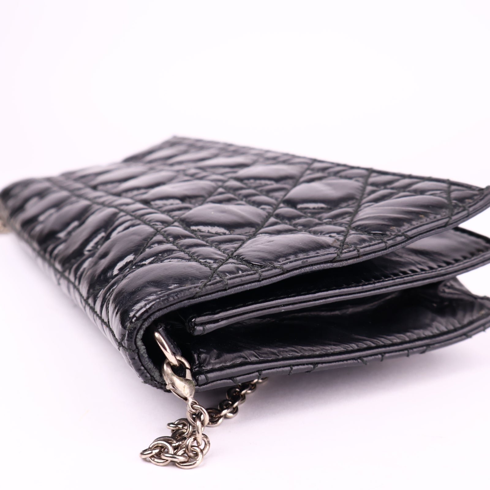 J3532 Christian Dior Black Cannage Quilted Patent Leather- Pre Owned