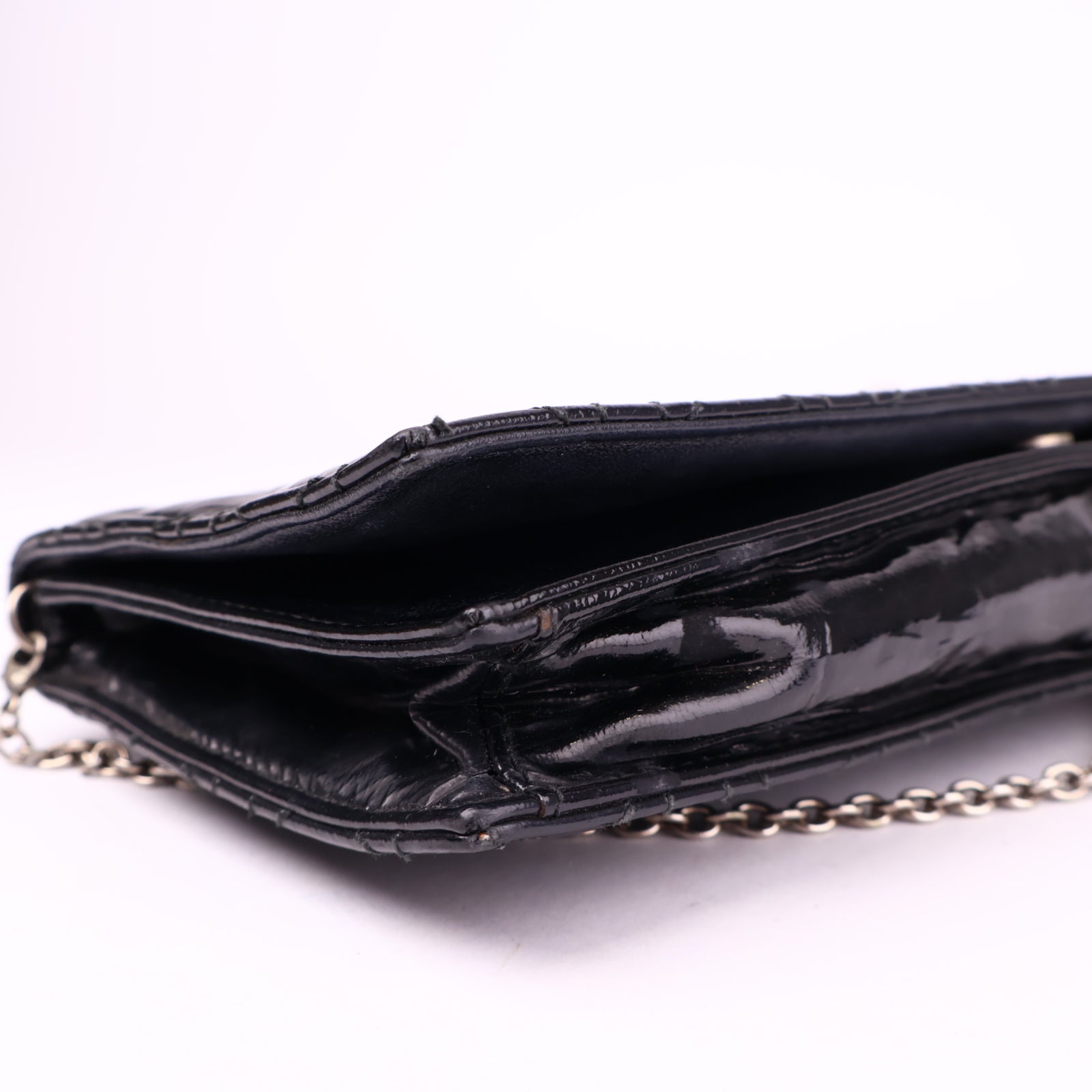 J3532 Christian Dior Black Cannage Quilted Patent Leather- Pre Owned