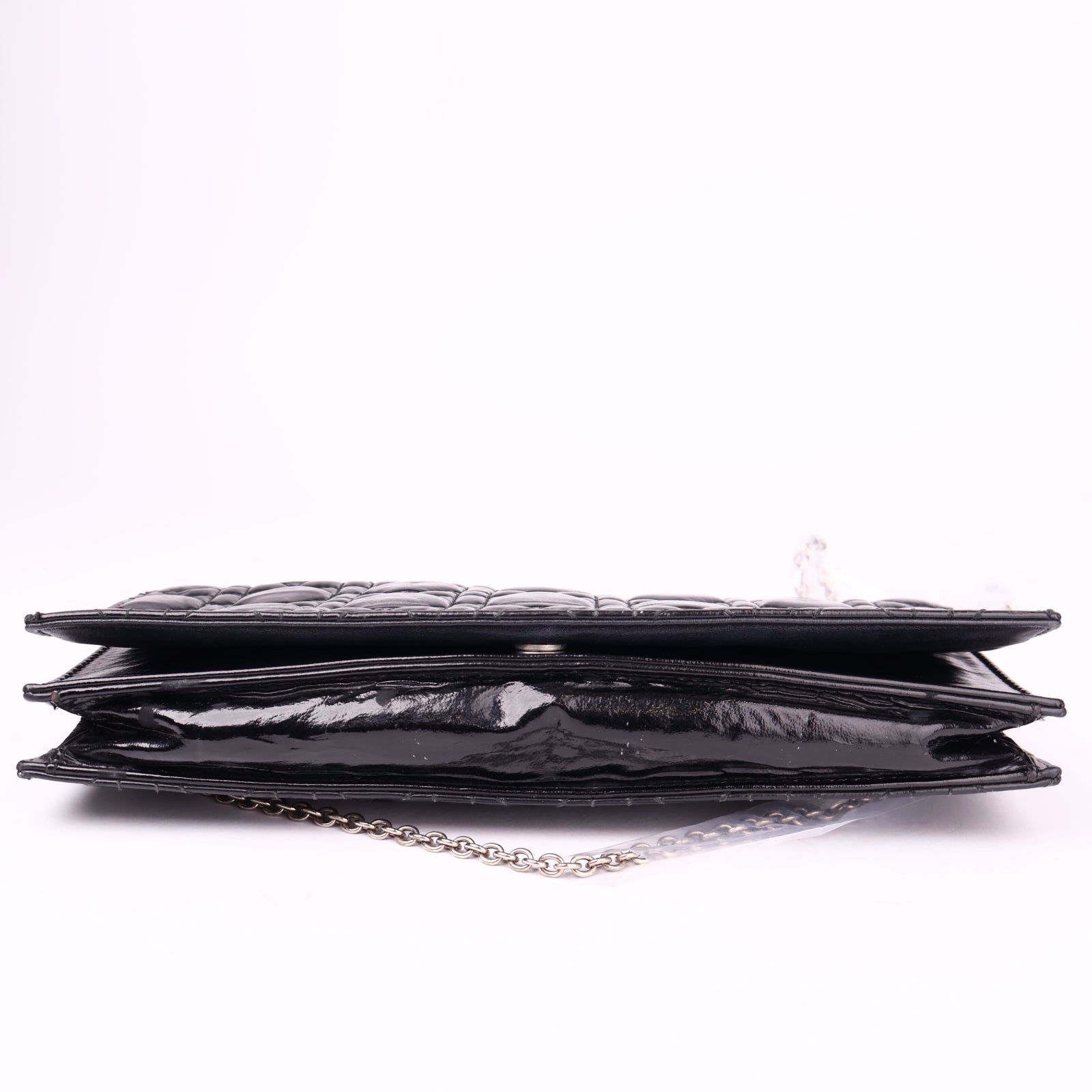 J3532 Christian Dior Black Cannage Quilted Patent Leather- Pre Owned