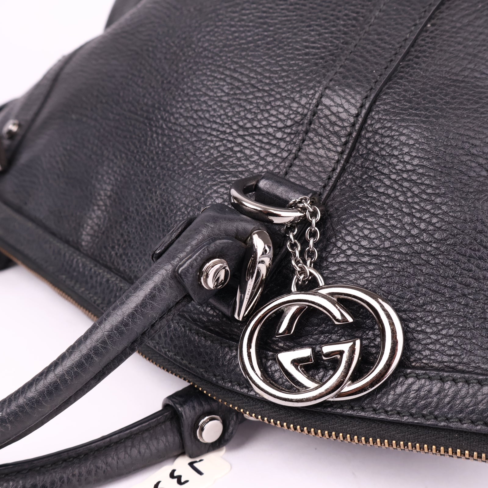 J3514 Gucci Dark Brown Leather GG Charm Dome Satchel- Pre Owned
