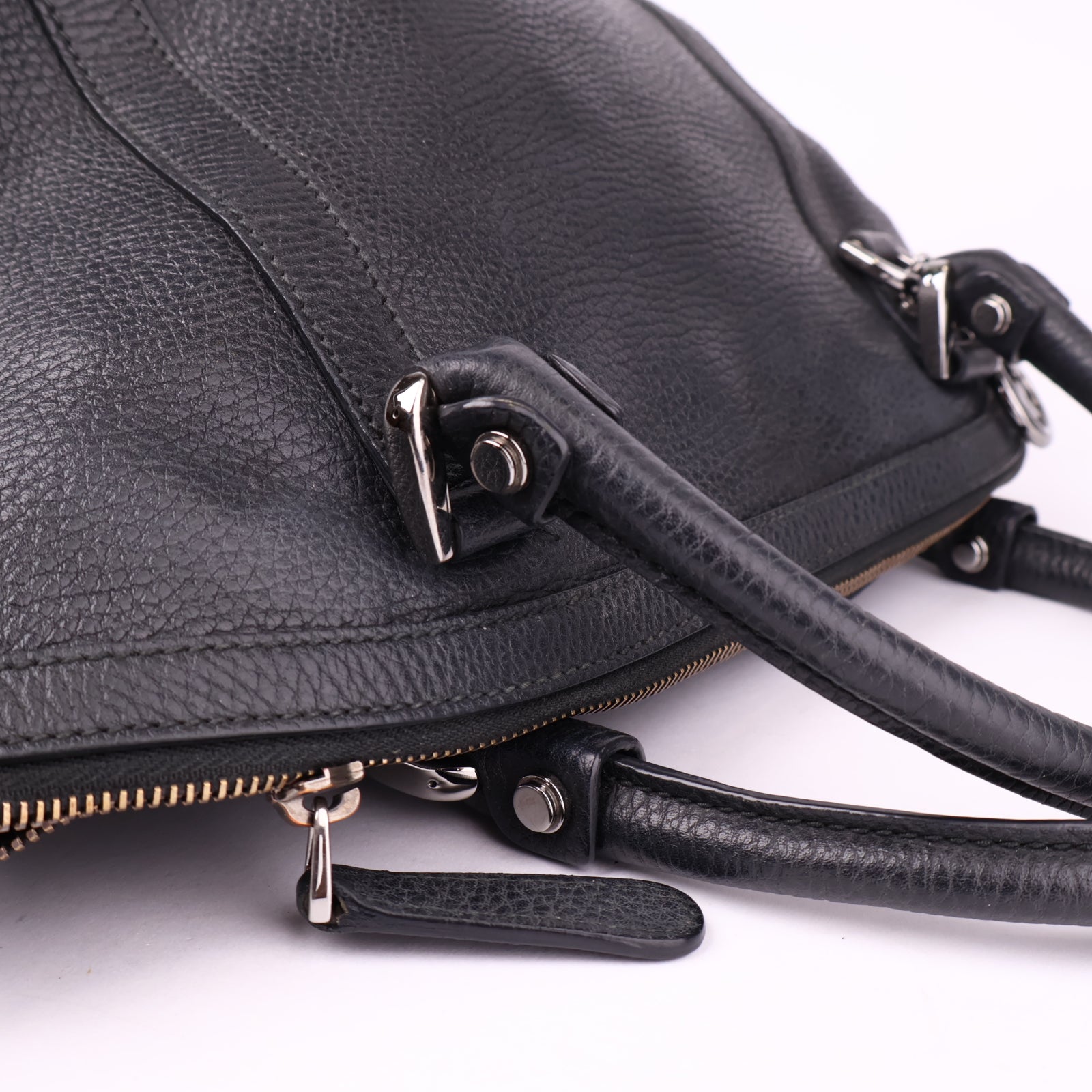 J3514 Gucci Dark Brown Leather GG Charm Dome Satchel- Pre Owned