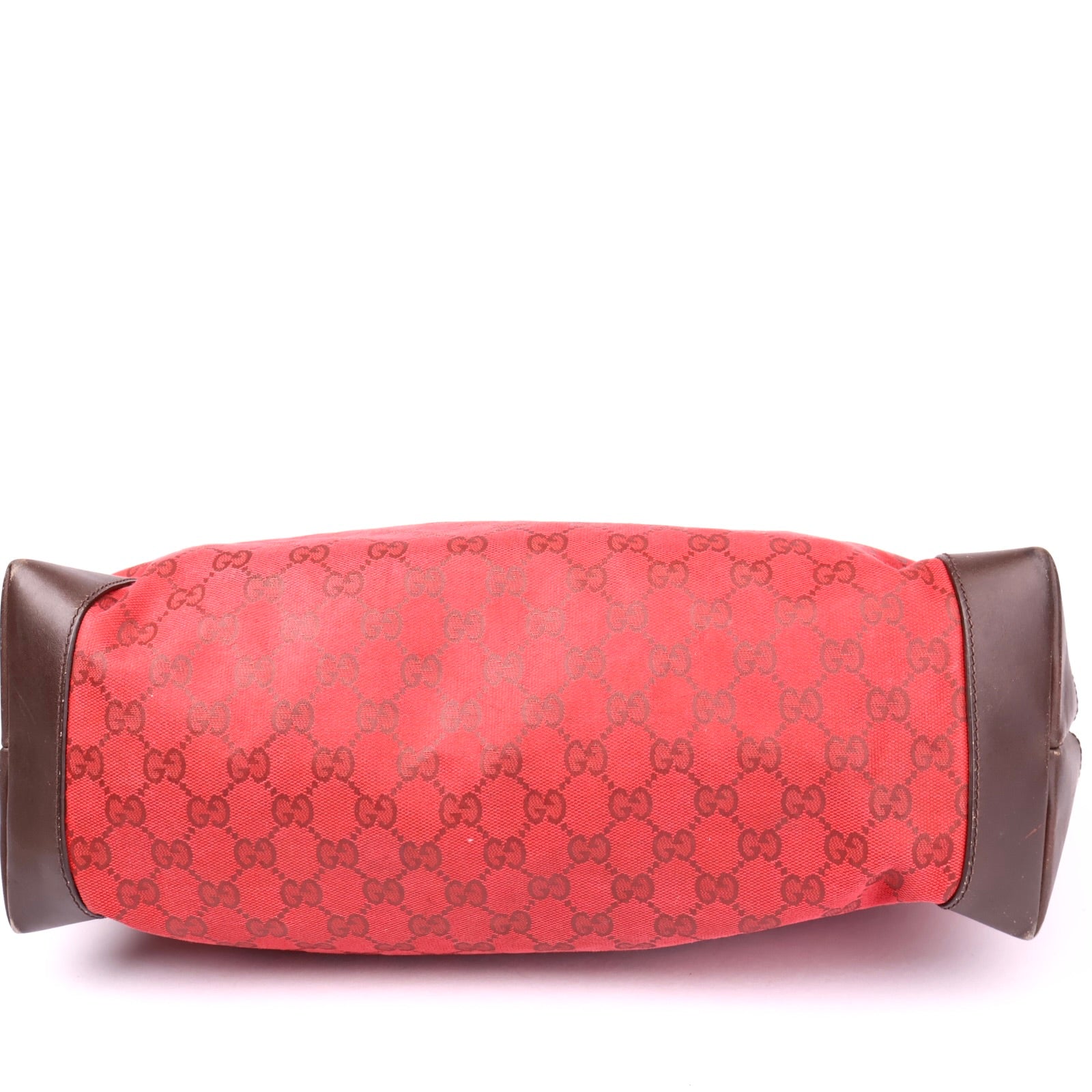 J1052 Gucci Tote Bag Shoulder GUCCI Coated Canvas GG Dark Red- Pre Owned