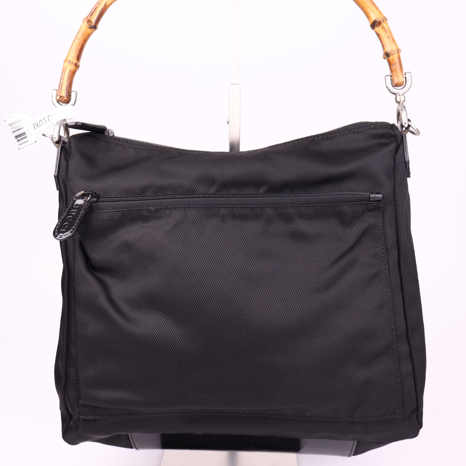 J1051 Gucci Bamboo Black Synthetic Bag- Pre Owned