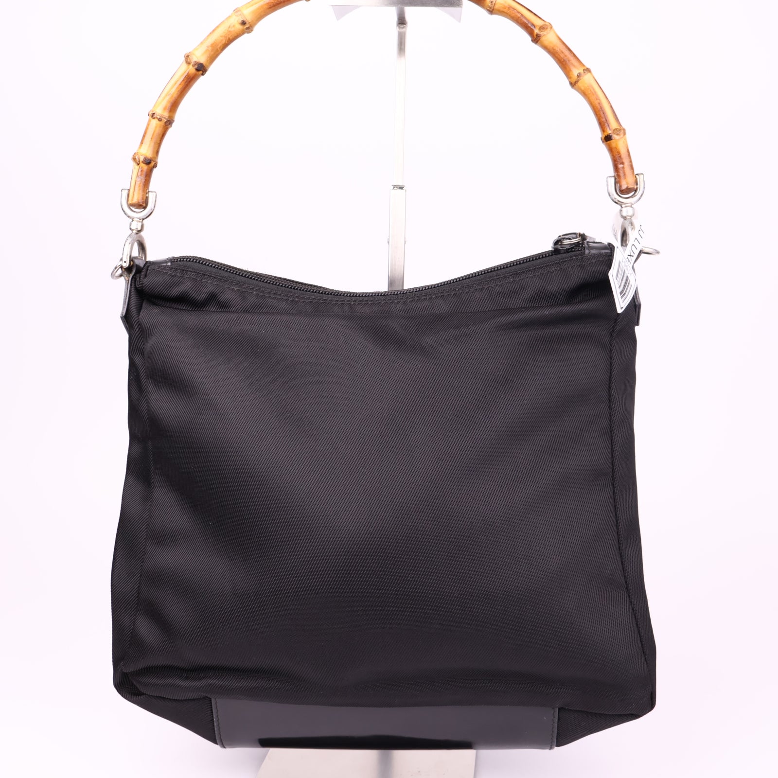 J1051 Gucci Bamboo Black Synthetic Bag- Pre Owned