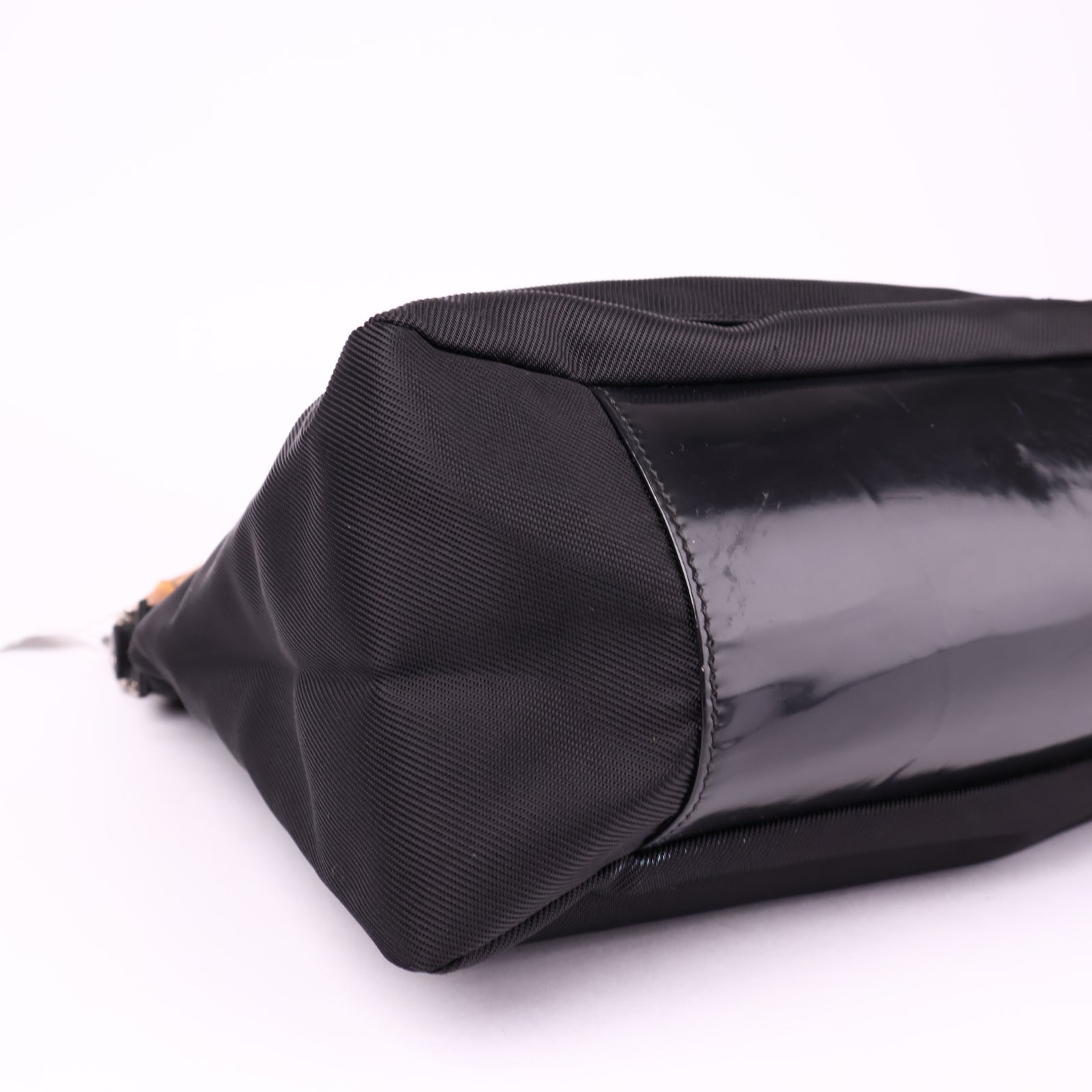 J1051 Gucci Bamboo Black Synthetic Bag- Pre Owned