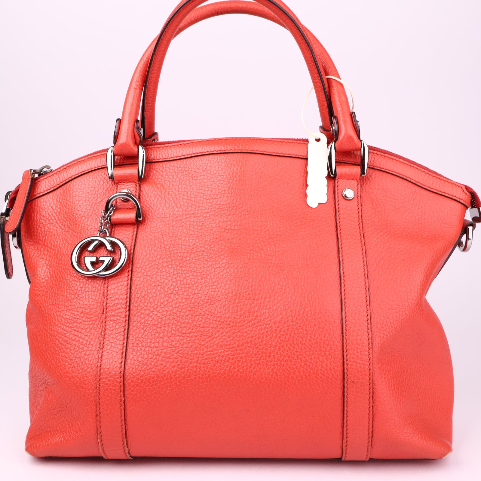 J3515 Gucci Red GG Charm Dome Leather Handbag- Pre Owned