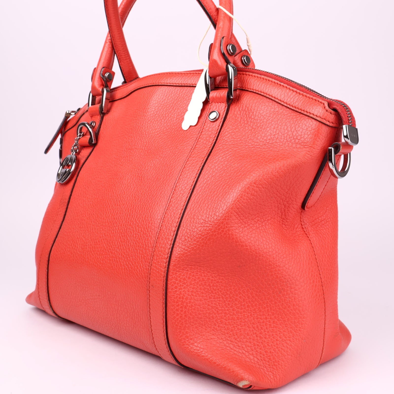 J3515 Gucci Red GG Charm Dome Leather Handbag- Pre Owned