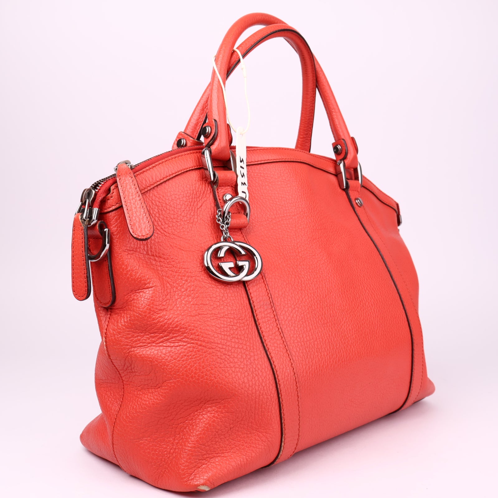 J3515 Gucci Red GG Charm Dome Leather Handbag- Pre Owned