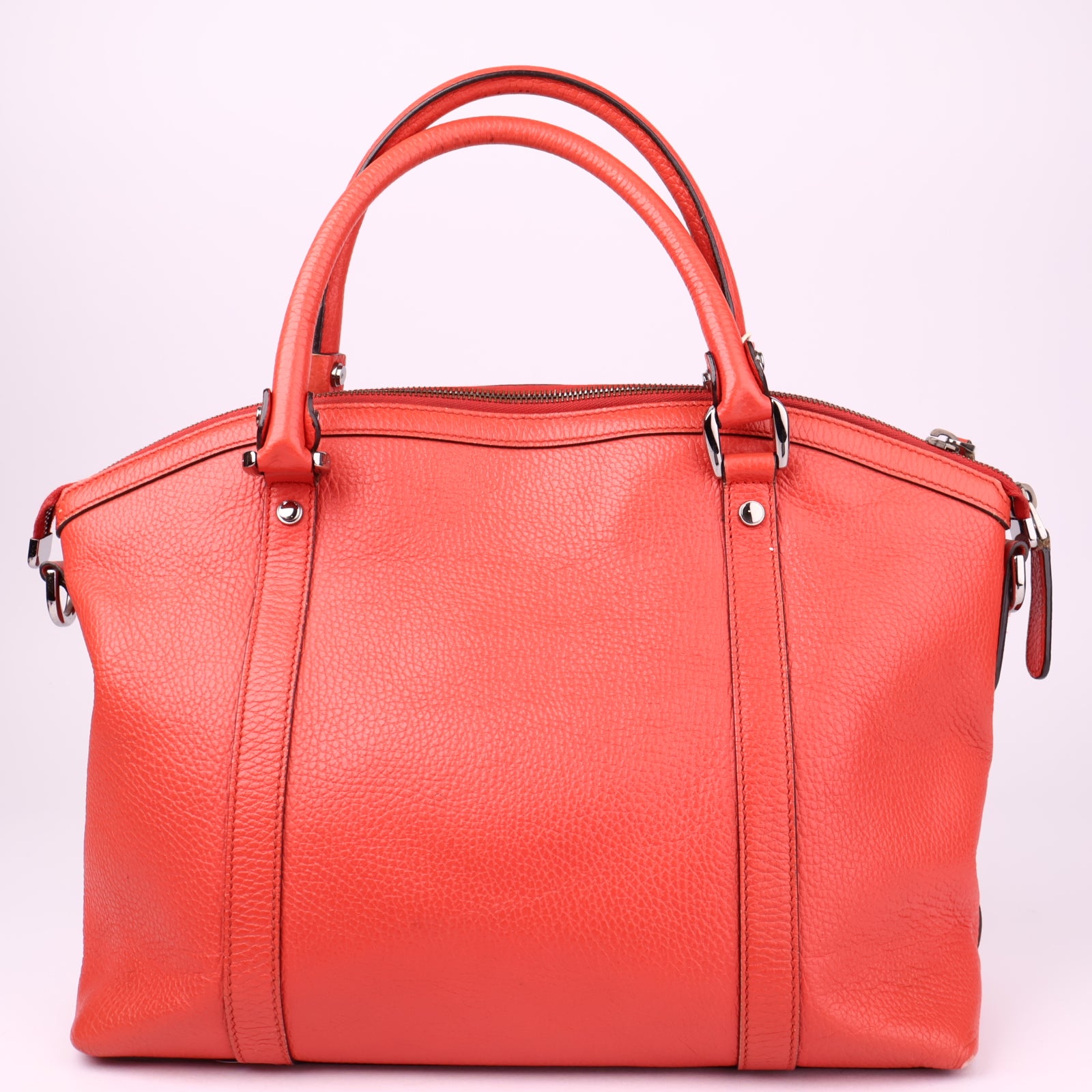 J3515 Gucci Red GG Charm Dome Leather Handbag- Pre Owned