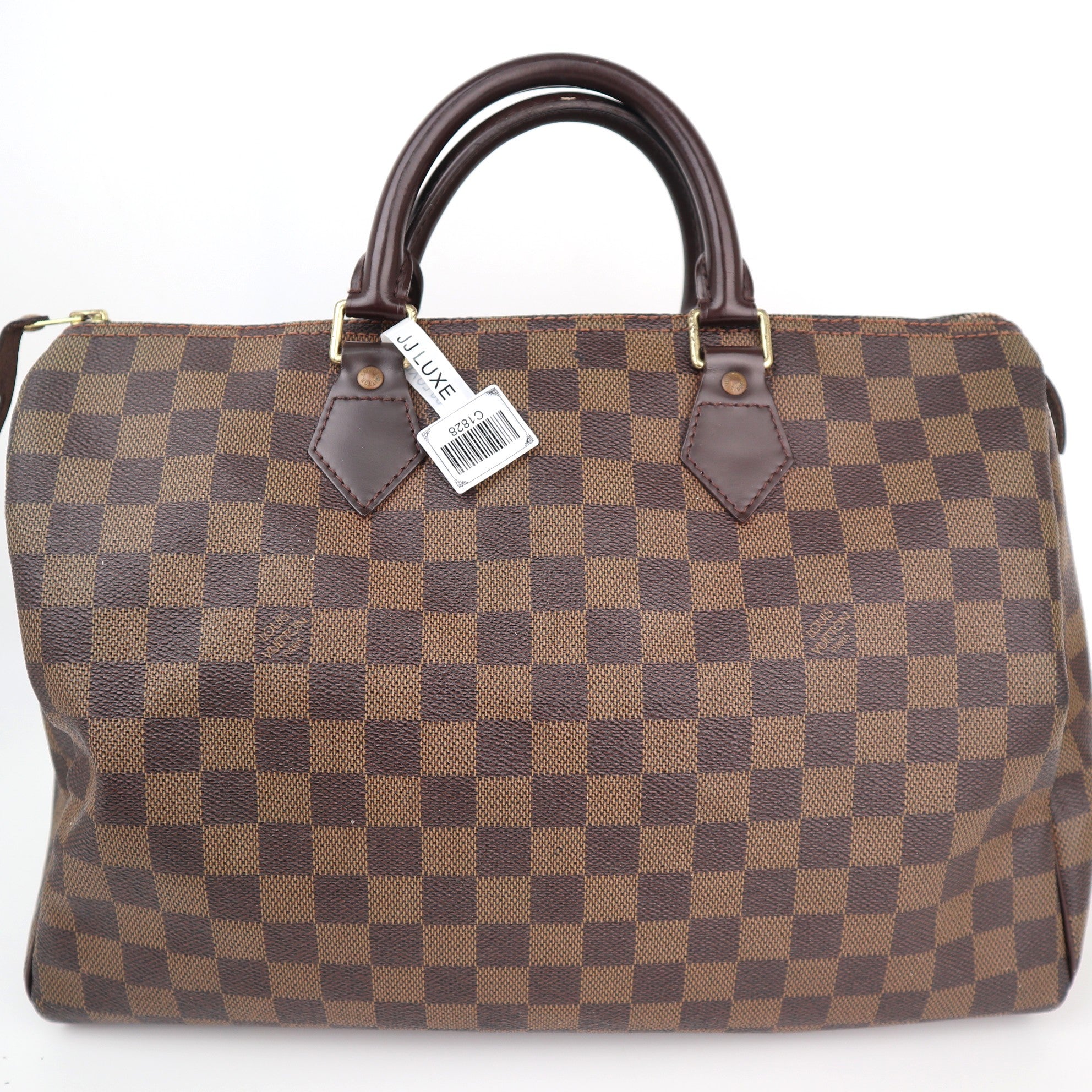Louis Vuitton Damier Ebene Speedy 35 Top Handle Bag C1828 | Pre-Owned Very Good Brown Damier Ebene Canvas