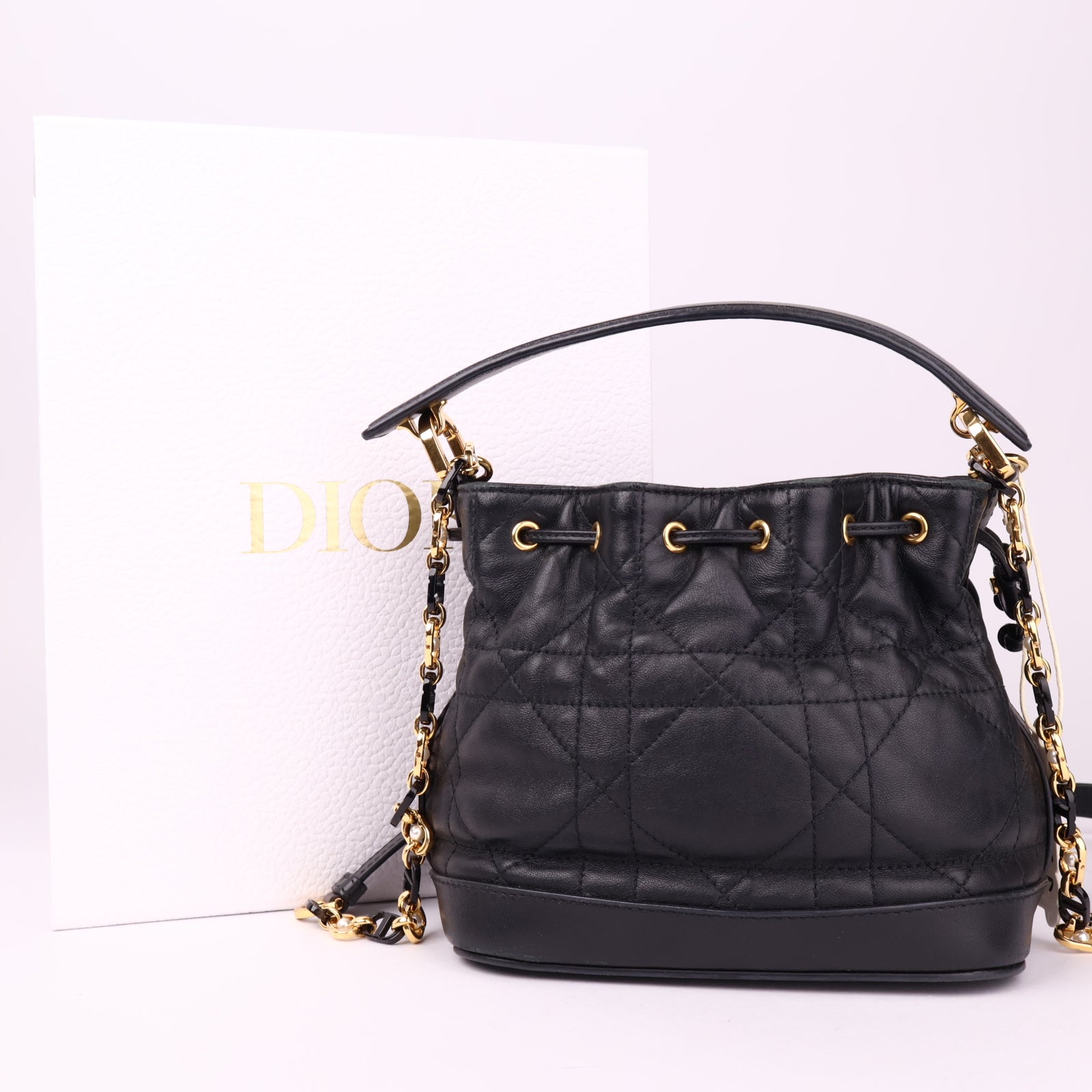 J3523 Christian Dior Leather Dioriviera Jolie Bucket Bag - Pre Owned