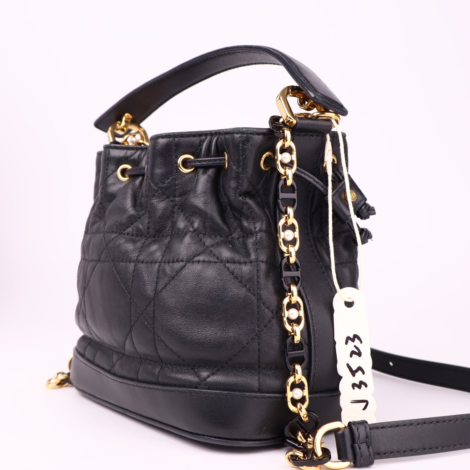 J3523 Christian Dior Leather Dioriviera Jolie Bucket Bag - Pre Owned