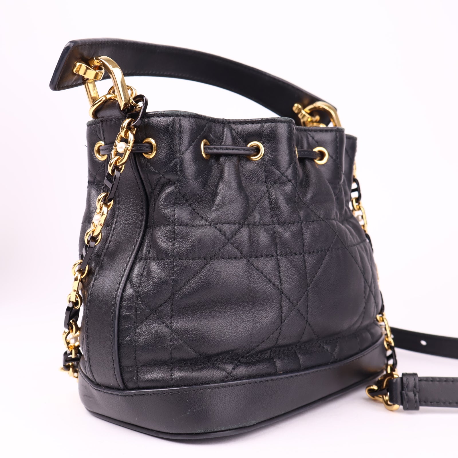 J3523 Christian Dior Leather Dioriviera Jolie Bucket Bag - Pre Owned