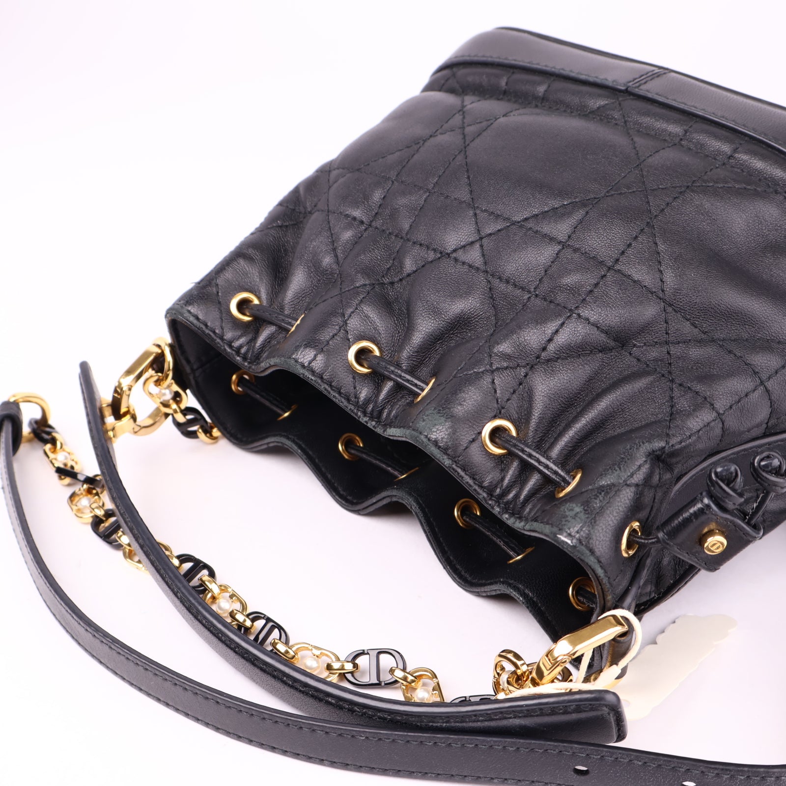 J3523 Christian Dior Leather Dioriviera Jolie Bucket Bag - Pre Owned
