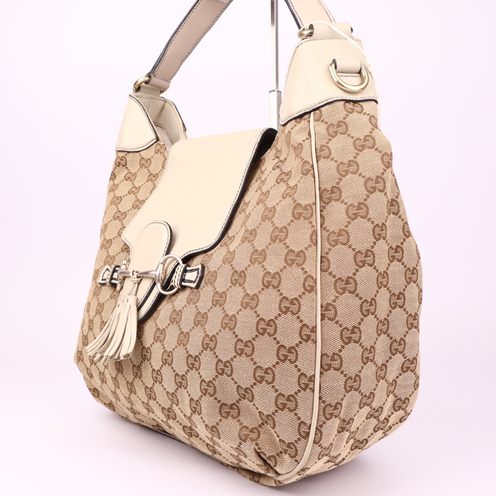 J3537 Gucci GG Canvas Emily Medium Neutrals Hobos- Pre Owned