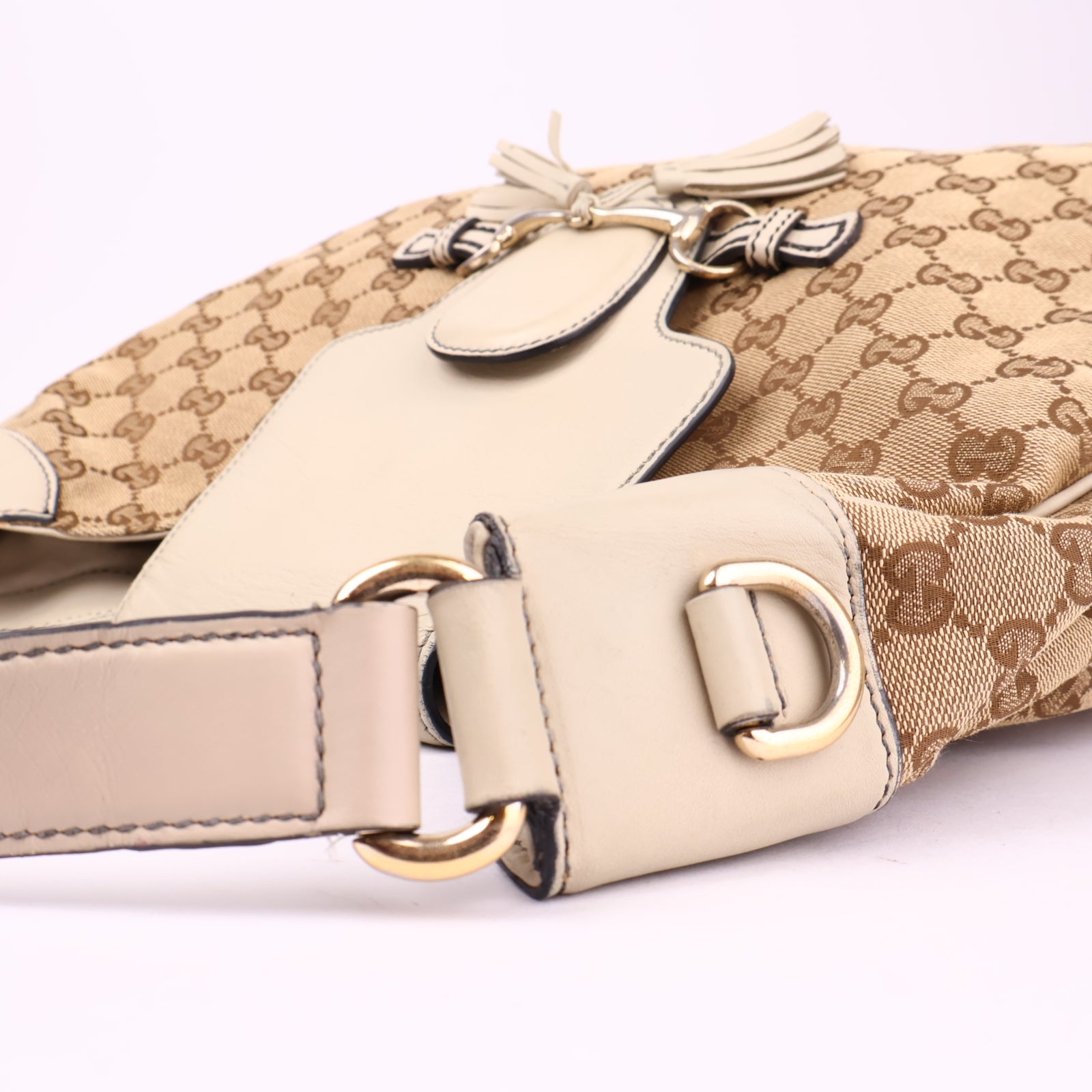 J3537 Gucci GG Canvas Emily Medium Neutrals Hobos- Pre Owned