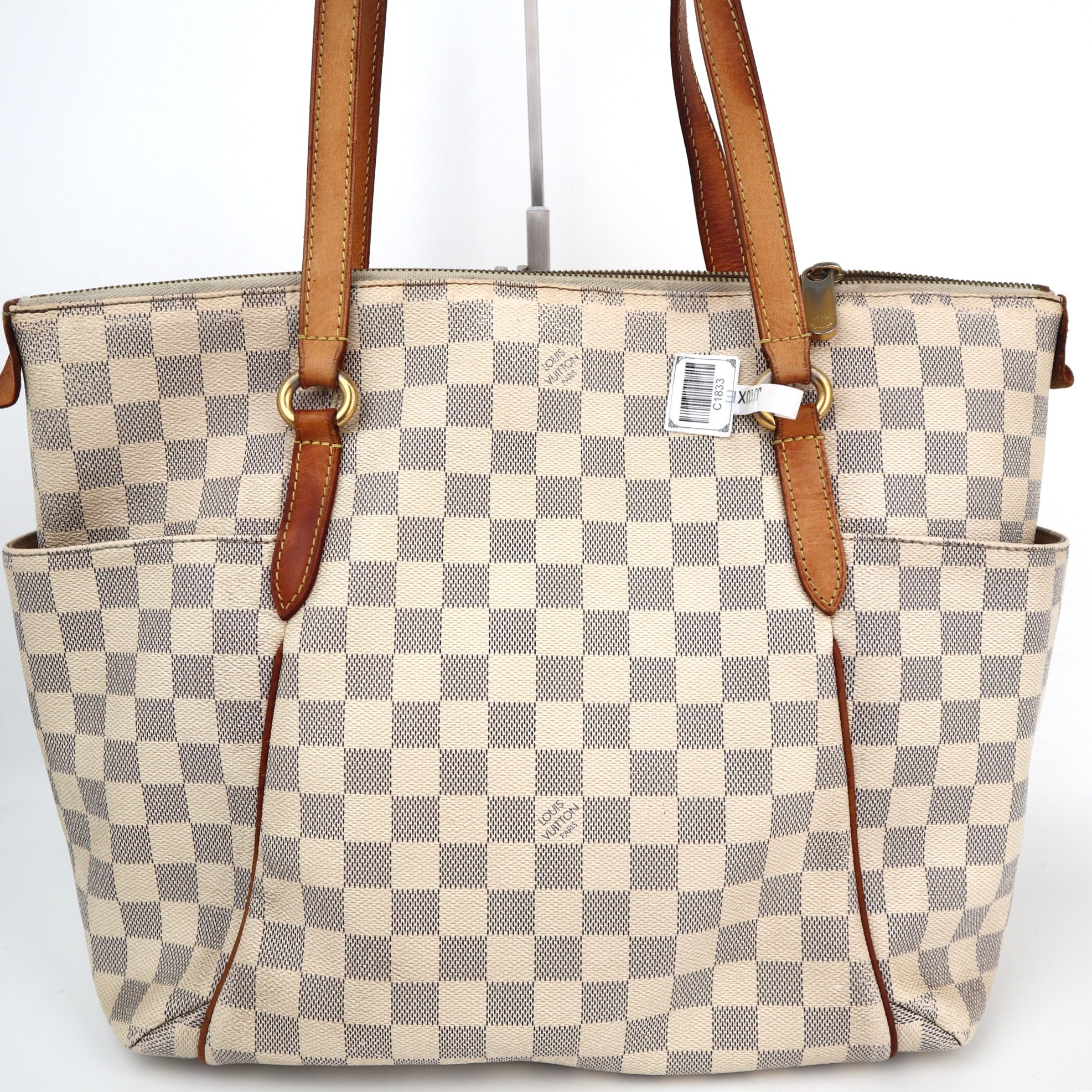 Louis Vuitton Damier Azur Totally  MM Shoulder Bag C1833 | Pre-Owned Very Good Brown Damier Canvas
