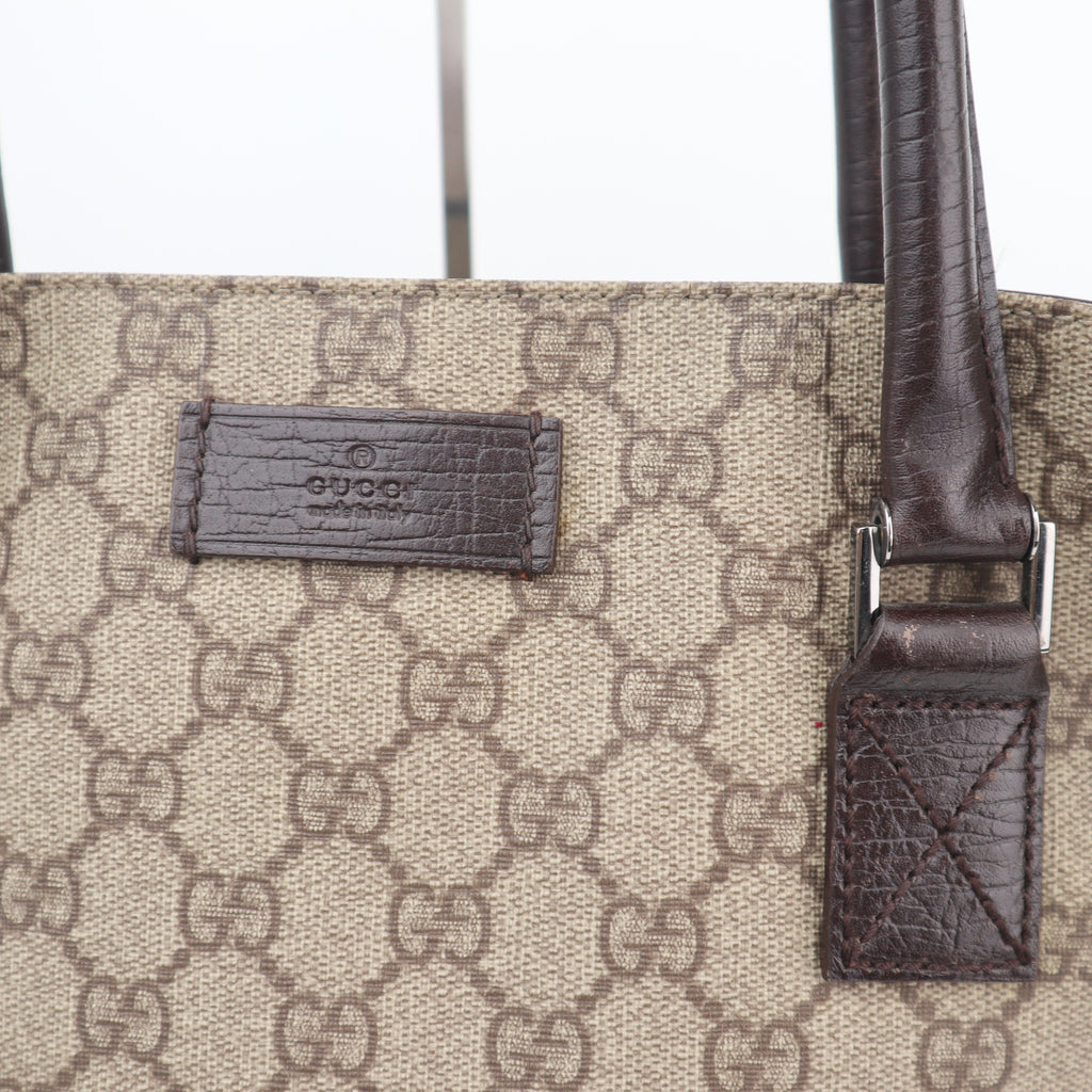 C2787 Gucci Tote Bag GG Supreme Tote | Pre-Owned Excellent Brown Canvas/GG Supreme
