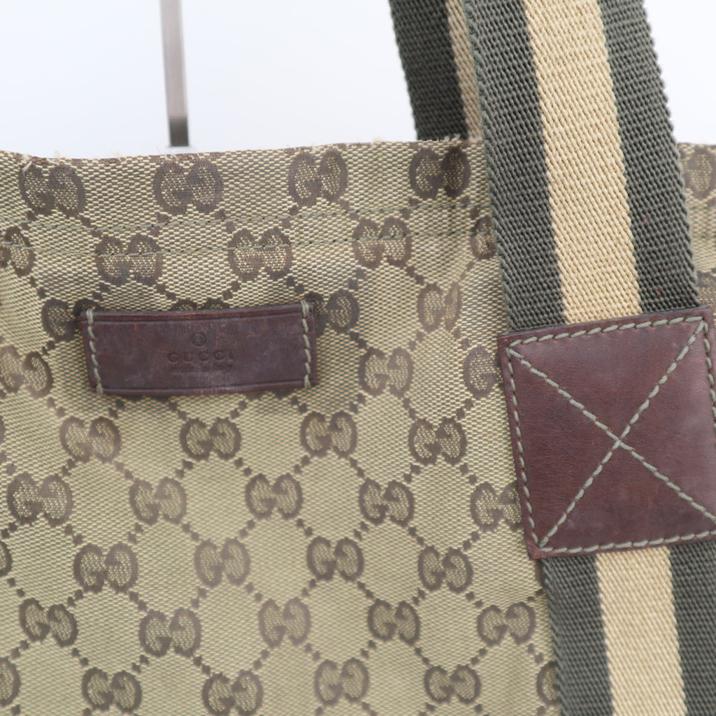 C2788 Gucci Tote Bag Gucci GG Canvas Web | Pre-Owned Very Good Brown Canvas/GG
