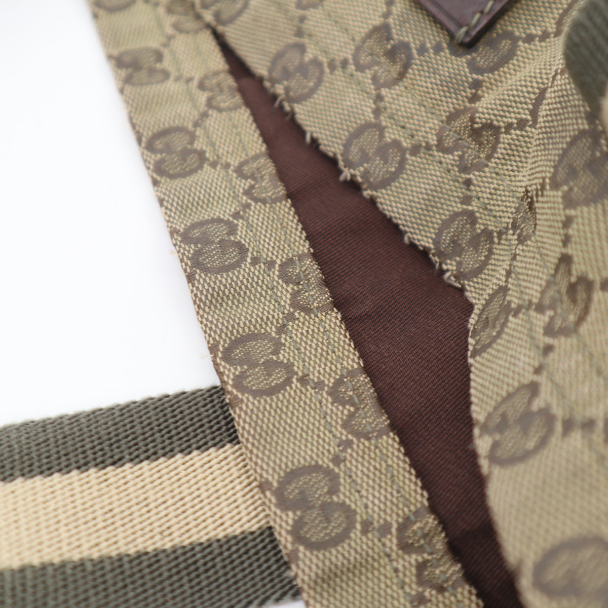 C2788 Gucci Tote Bag Gucci GG Canvas Web | Pre-Owned Very Good Brown Canvas/GG