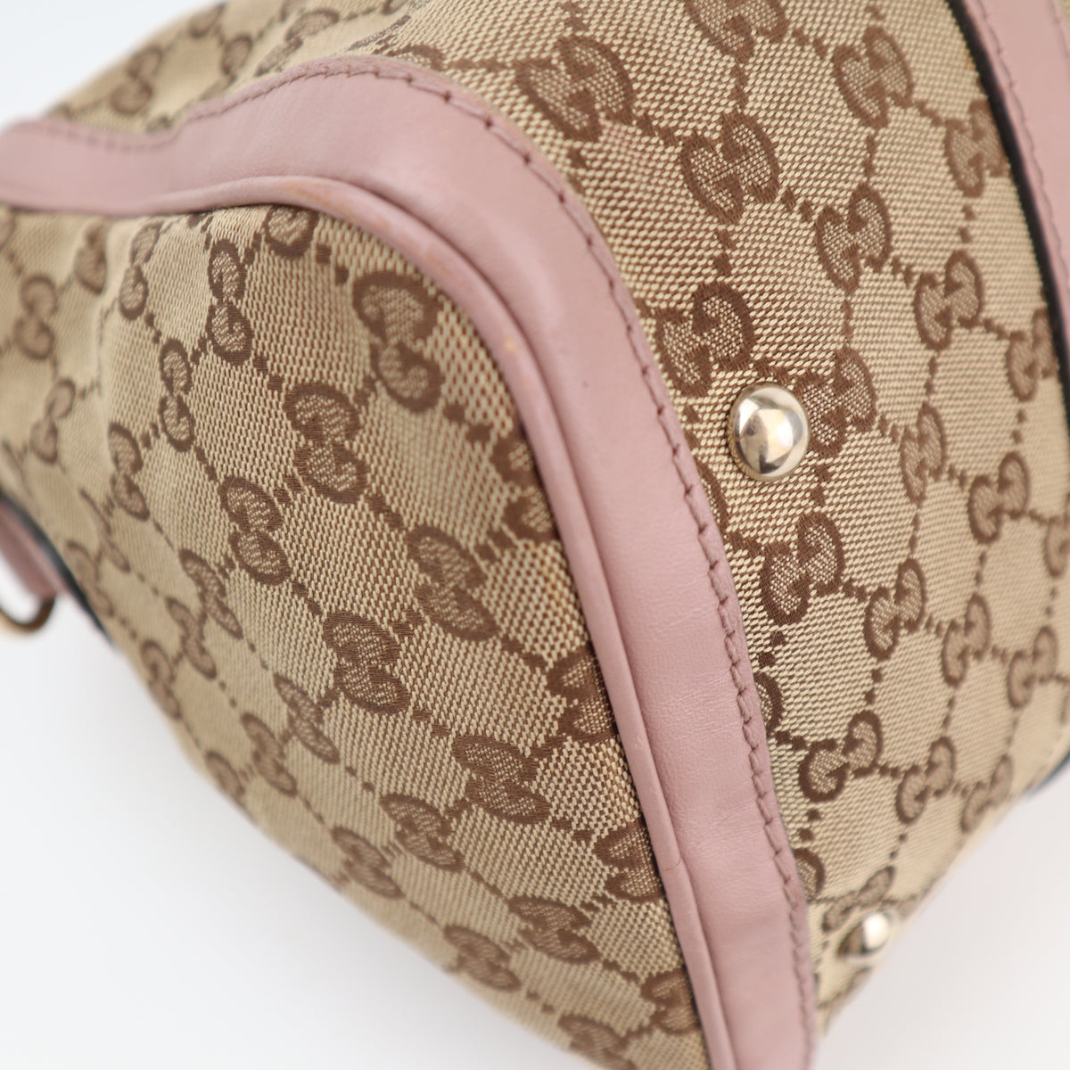 C2789 Gucci Tote Bag Gucci GG Canvas Vintage Web Boston Dusty Pink Leather Trim | Pre-Owned Very Good Dusty Pink Canvas, Leather/GG
