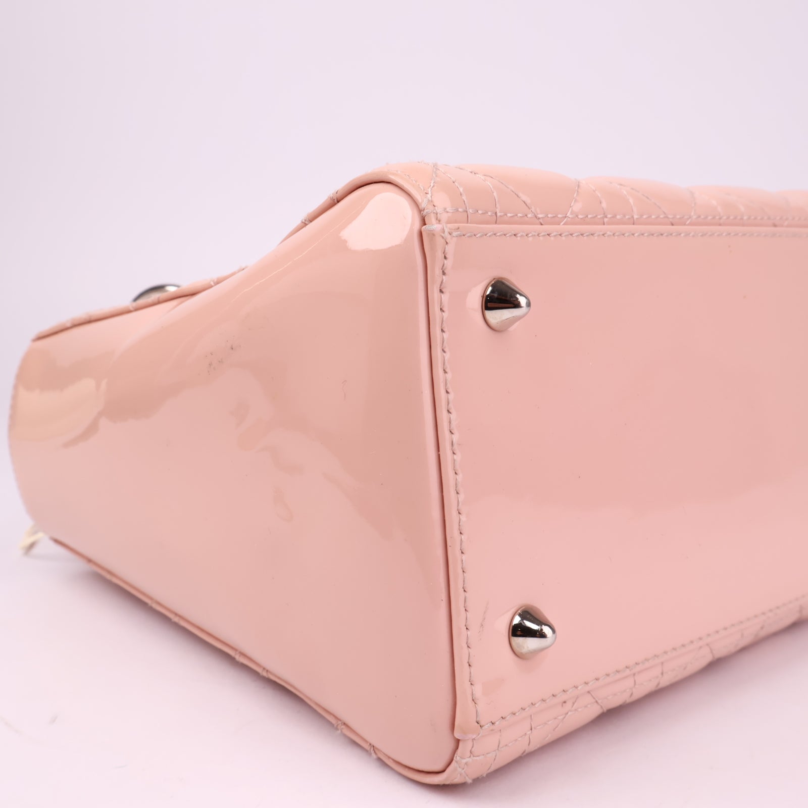 J3531 Christian Dior Lady Dior Medium Pink Patent Leather- Pre Owned