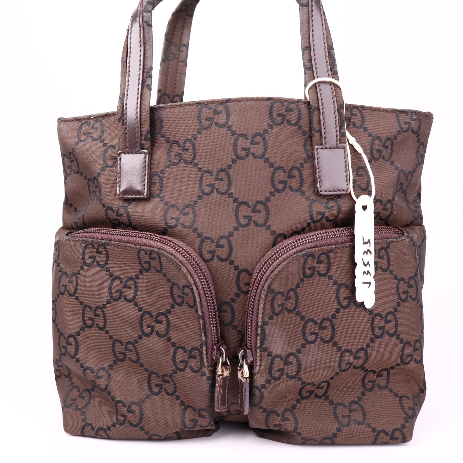 J3535 Gucci Guccissima Brown Nylon Metallic Mini Tote- Pre Owned