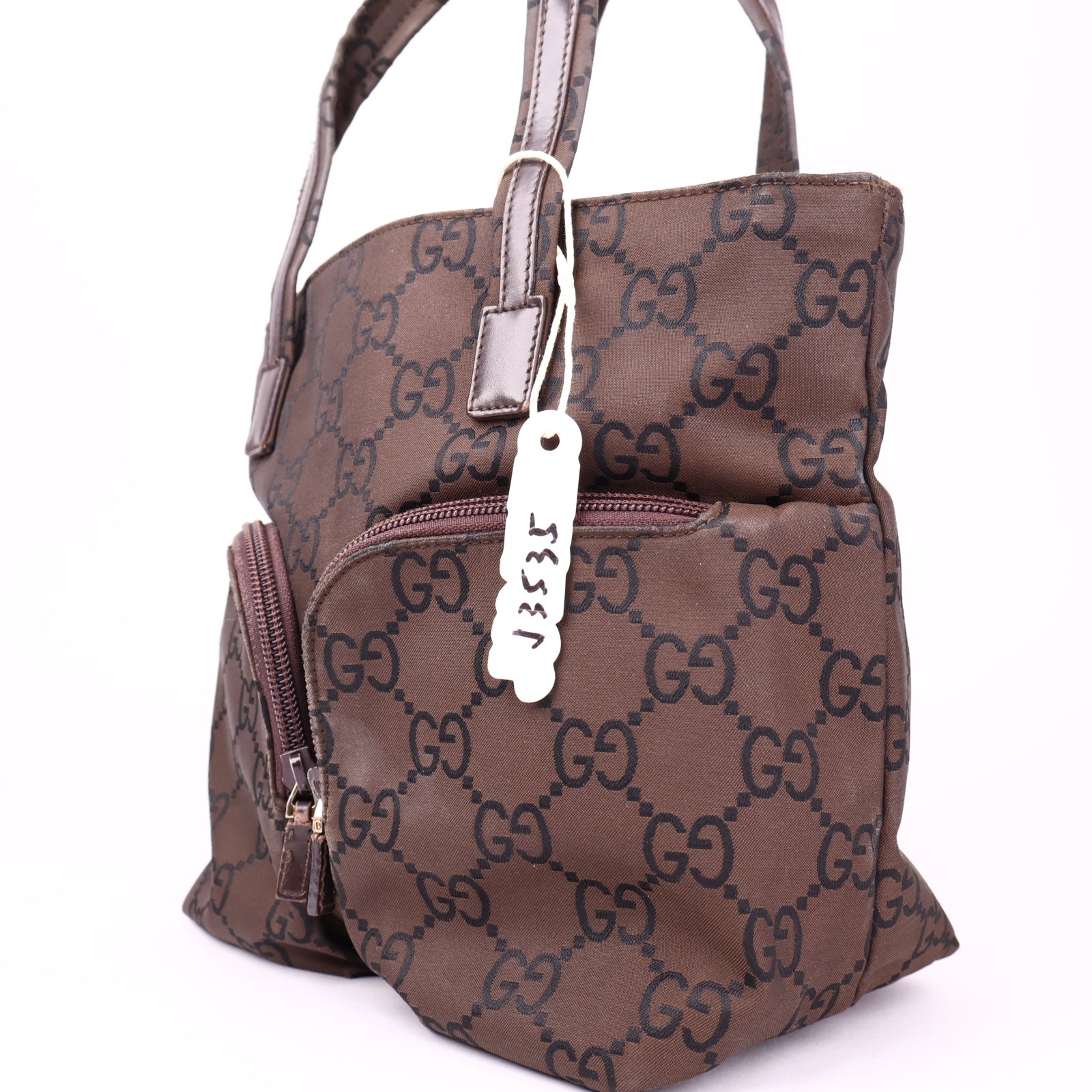 J3535 Gucci Guccissima Brown Nylon Metallic Mini Tote- Pre Owned