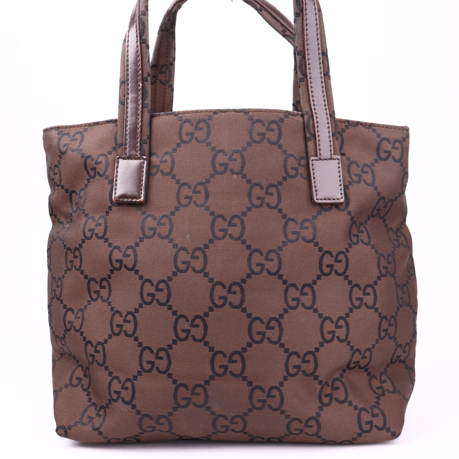 J3535 Gucci Guccissima Brown Nylon Metallic Mini Tote- Pre Owned