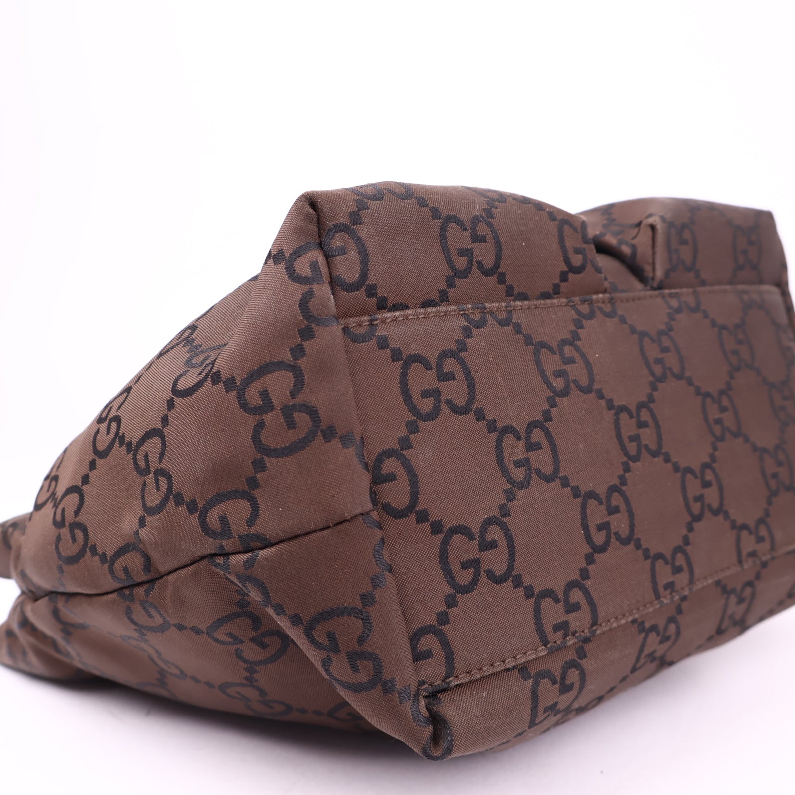 J3535 Gucci Guccissima Brown Nylon Metallic Mini Tote- Pre Owned