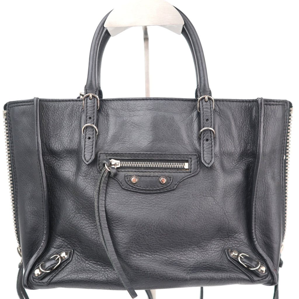 C2794 Balenciaga Tote Bag Balenciaga Papier A6 Zip Around e Black | Pre-Owned Very Good Black Leather