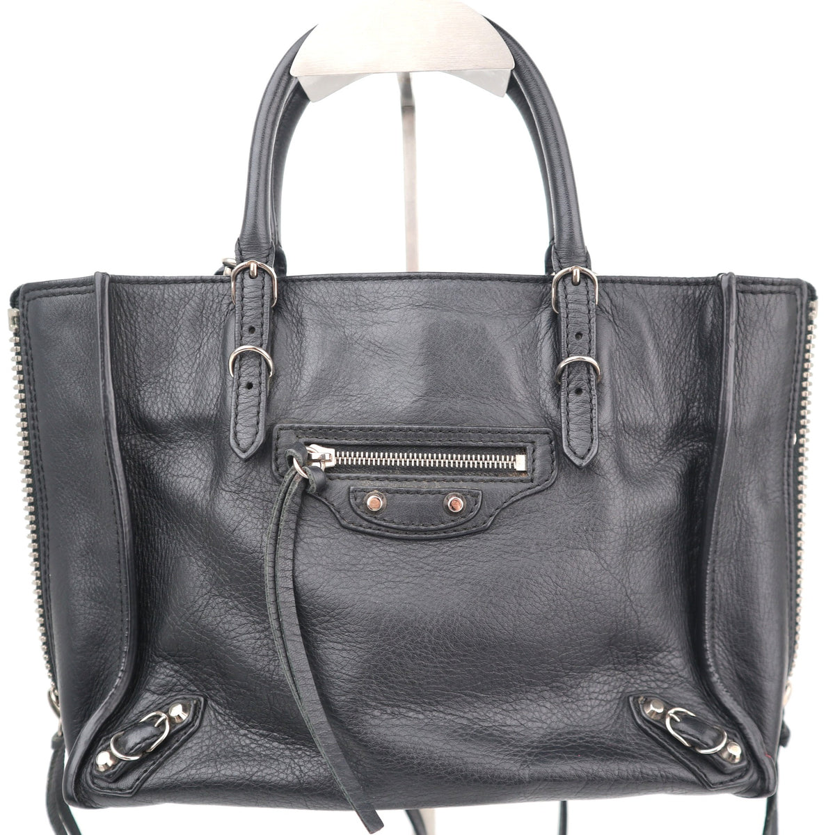 C2794 Balenciaga Tote Bag Balenciaga Papier A6 Zip Around e Black | Pre-Owned Very Good Black Leather