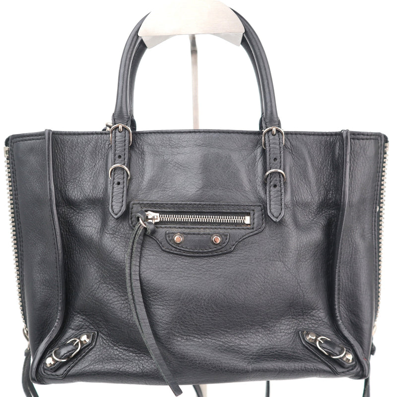 C2794 Balenciaga Tote Bag Balenciaga Papier A6 Zip Around e Black | Pre-Owned Very Good Black Leather
