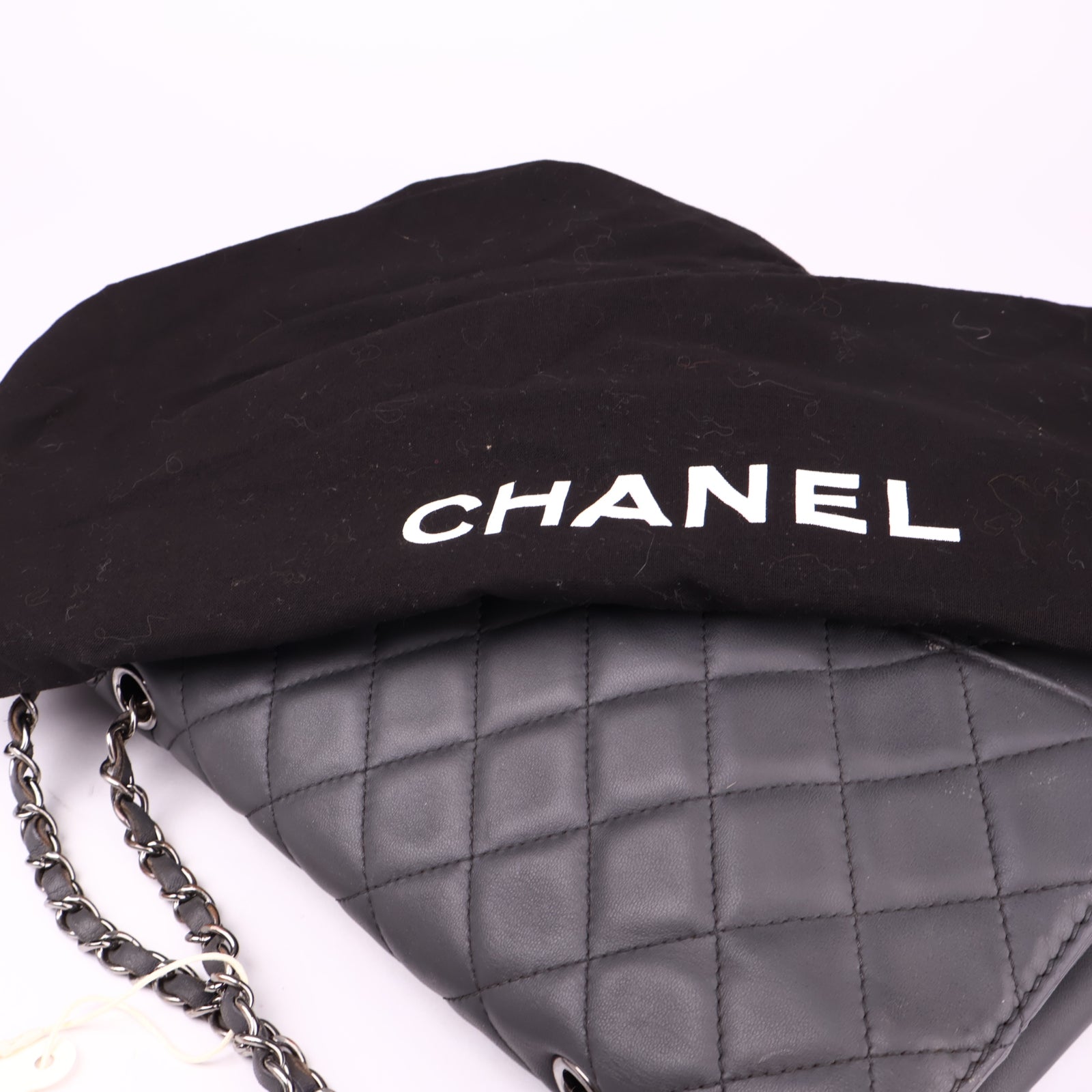 J3541 Chanel Lambskin Quilted Jumbo Coco Loop Flap Grey- Pre Owned