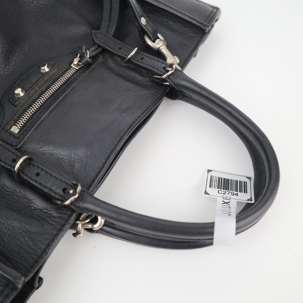 C2794 Balenciaga Tote Bag Balenciaga Papier A6 Zip Around e Black | Pre-Owned Very Good Black Leather