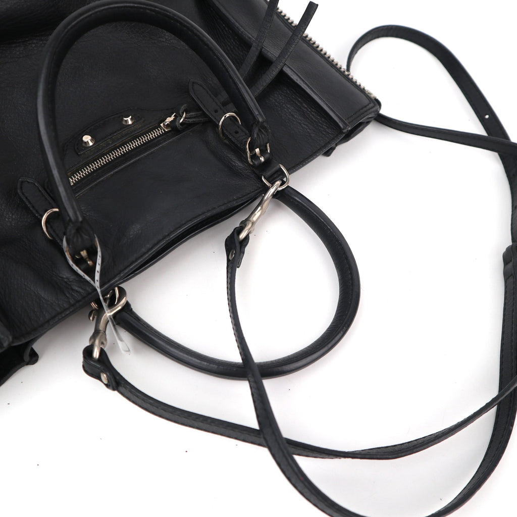 C2794 Balenciaga Tote Bag Balenciaga Papier A6 Zip Around e Black | Pre-Owned Very Good Black Leather