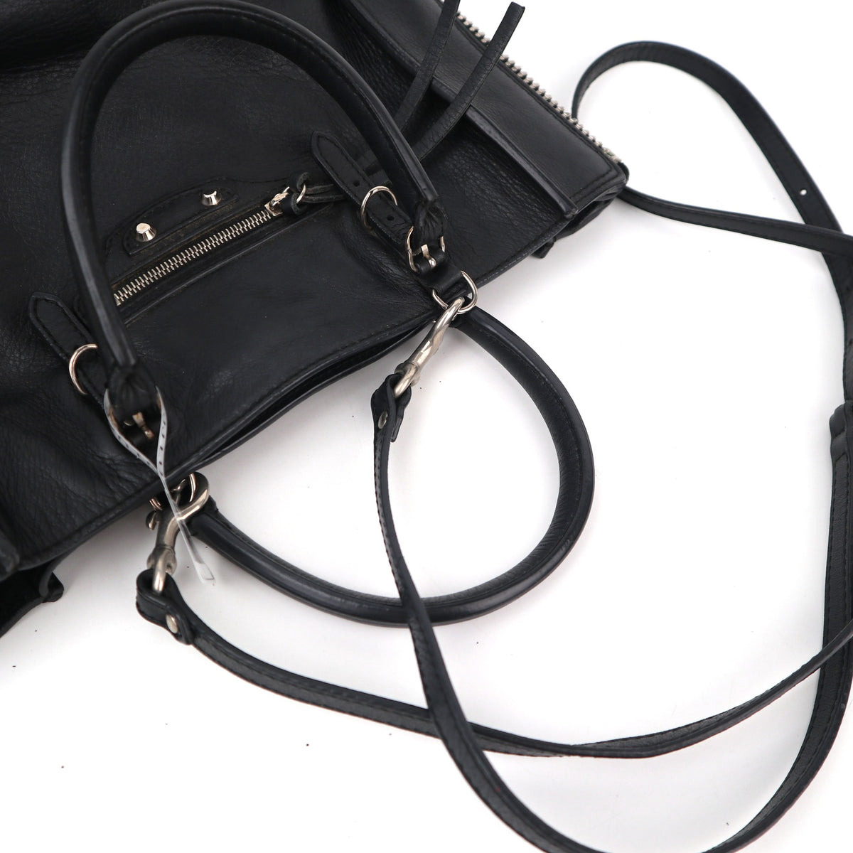 C2794 Balenciaga Tote Bag Balenciaga Papier A6 Zip Around e Black | Pre-Owned Very Good Black Leather