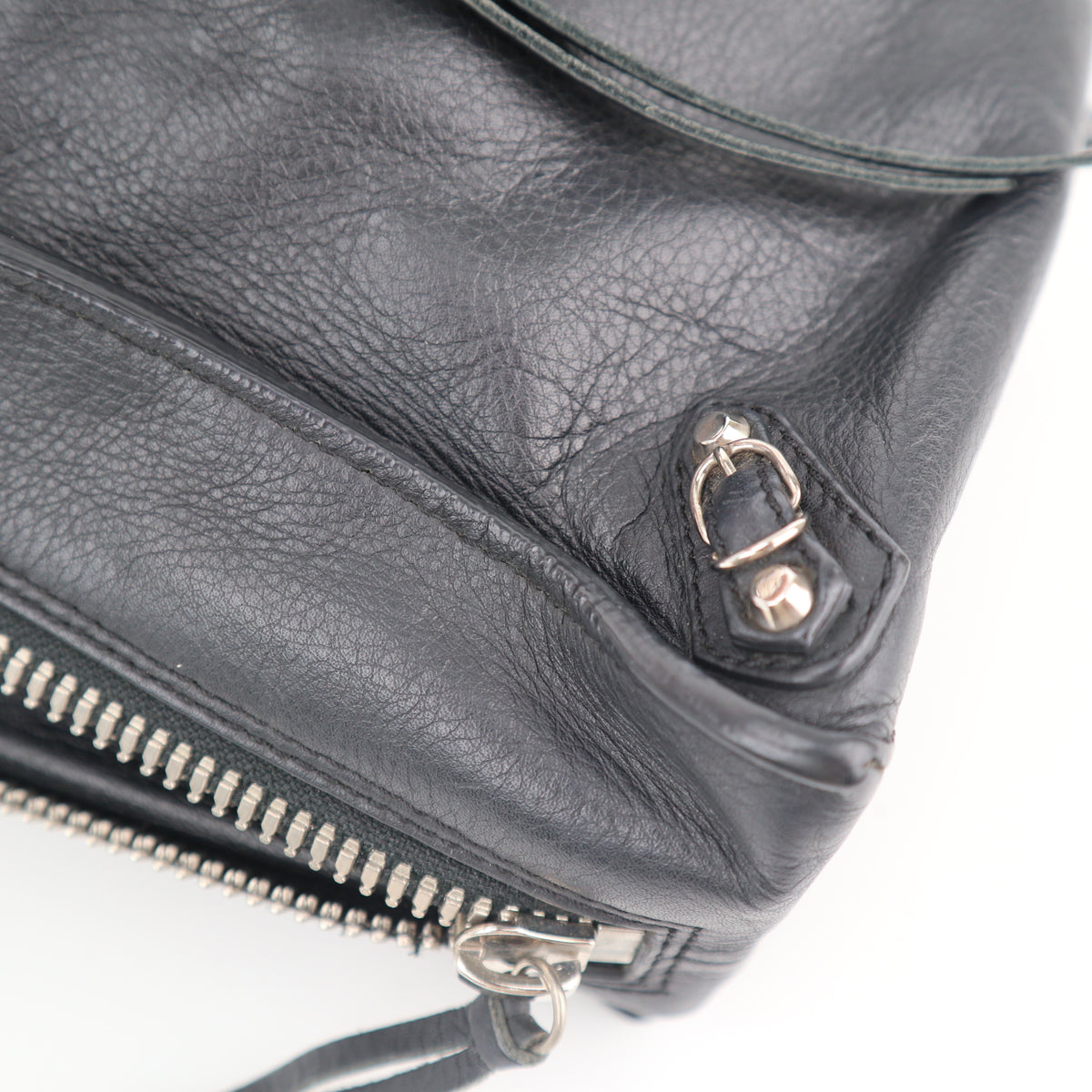 C2794 Balenciaga Tote Bag Balenciaga Papier A6 Zip Around e Black | Pre-Owned Very Good Black Leather