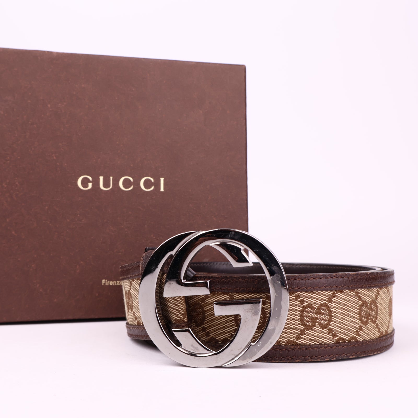 J3525 Gucci GG Canvas Interlocking G 85cm Belt- Pre Owned