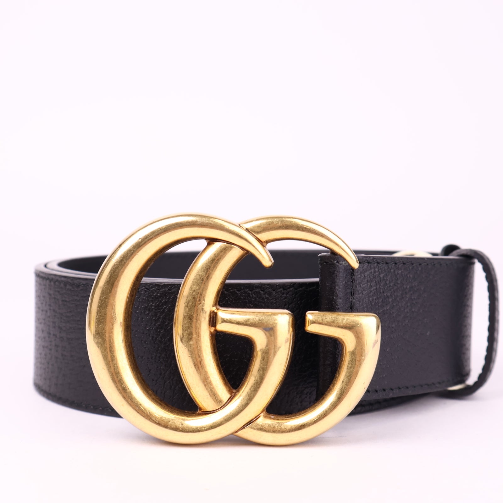 J3529 Gucci Textured Calfskin Double G 85cm Belt- Pre Owned