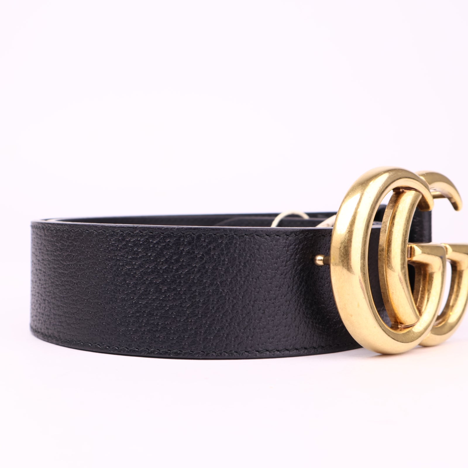 J3529 Gucci Textured Calfskin Double G 85cm Belt- Pre Owned